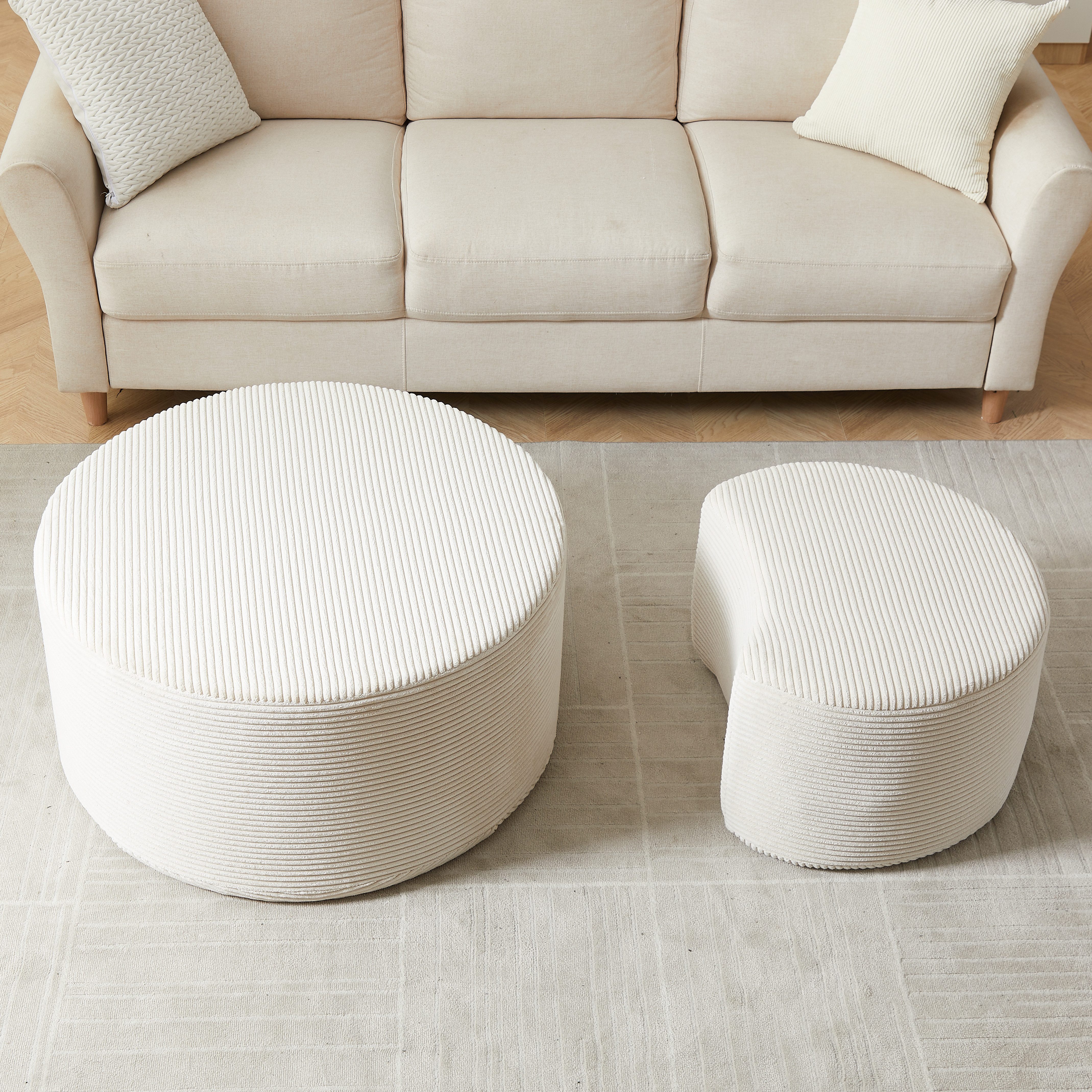 REDOM Couchtisch Kaffeetisch-Set (2-teiliges gepolstertes aus Schaumstoff, vielseitig als Couchtisch & Ottoman, platzsparend, sofort einsatzbereit) – Bild 5 von 5