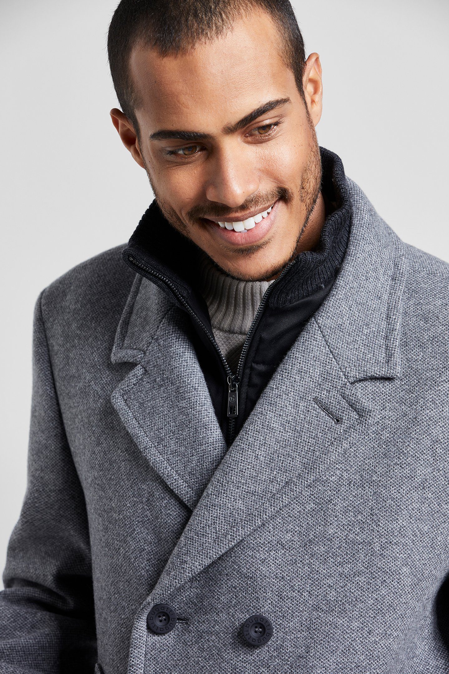 bugatti Wollmantel mit doppelter Knopfleiste