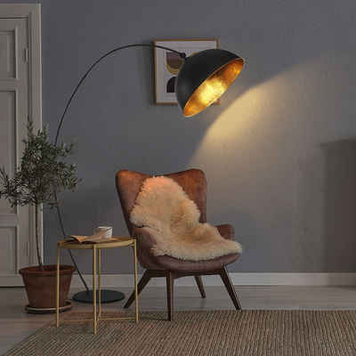 etc-shop LED Stehlampe, Leuchtmittel inklusive, Warmweiß, Steh Bogen Leuchte Blatt Gold Wohn Zimmer Stand Lampe verstellbar im