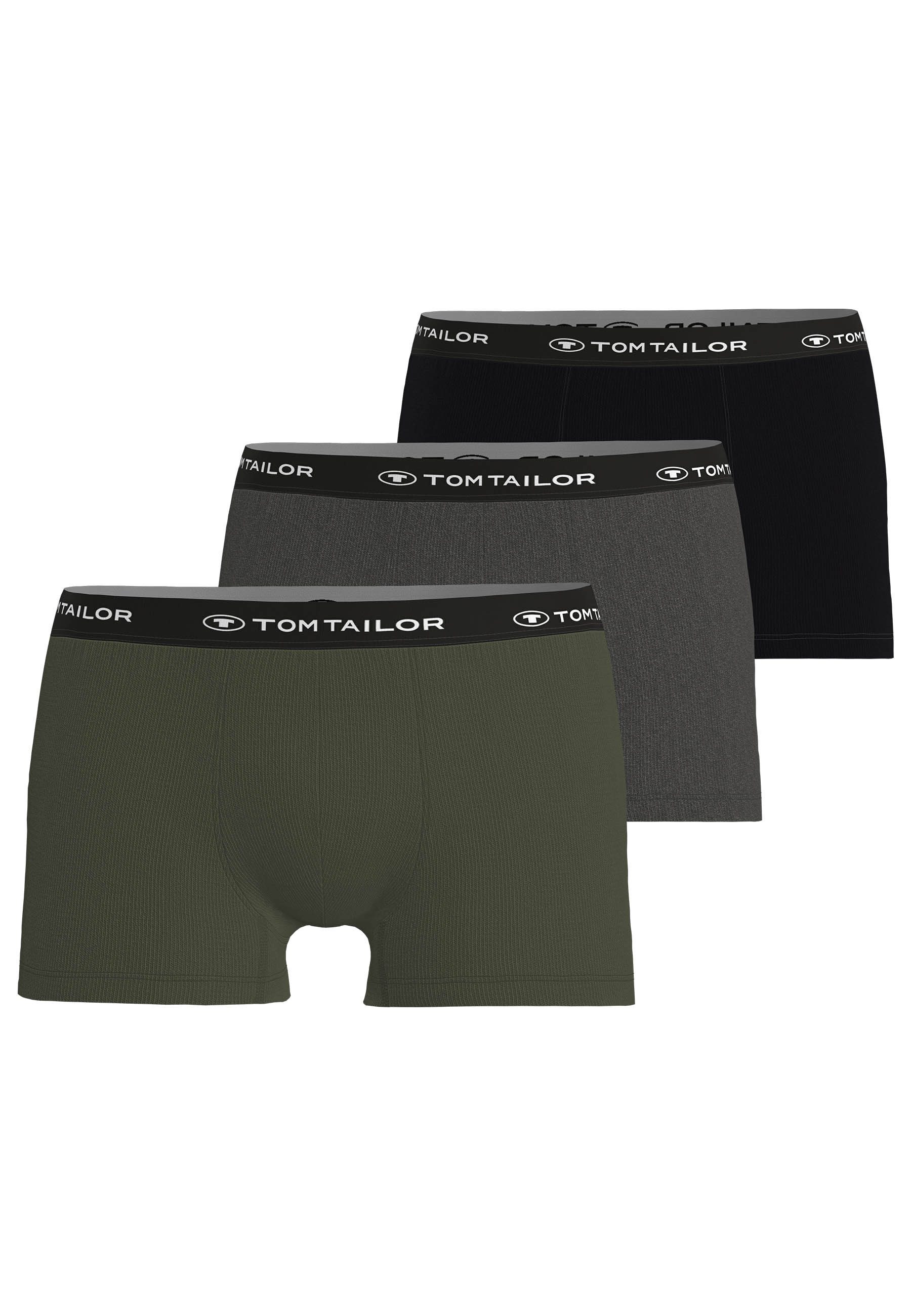 TOM TAILOR Боксерские мужские трусы, боксерки Buffer (3er Pack) weich, bequem, basic, eng, Logobund, Baumwollmix