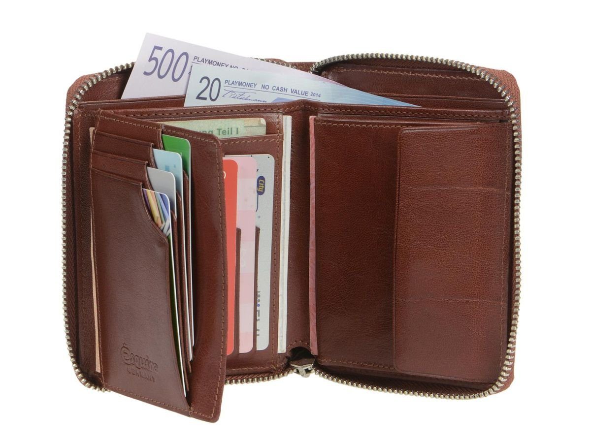 Toscana, Esquire Geldbörse Portemonnaie, Reißverschluss-Börse, Herren Brieftasche, Damen, Brown