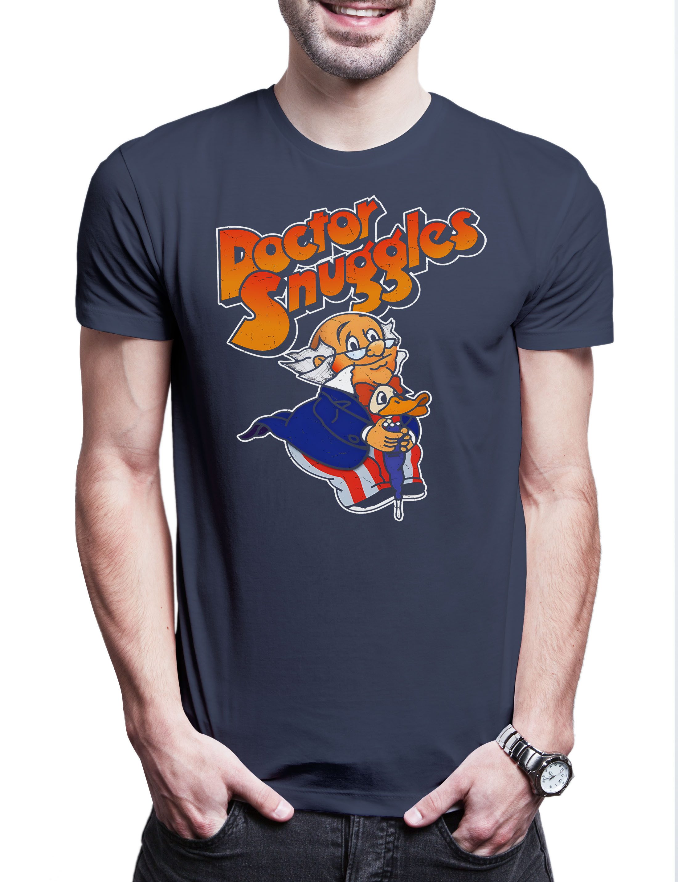 Print-Shirt Dr. Snuggles Herren T-Shirt Cartoon Comic Erfinder Inventor TV Series