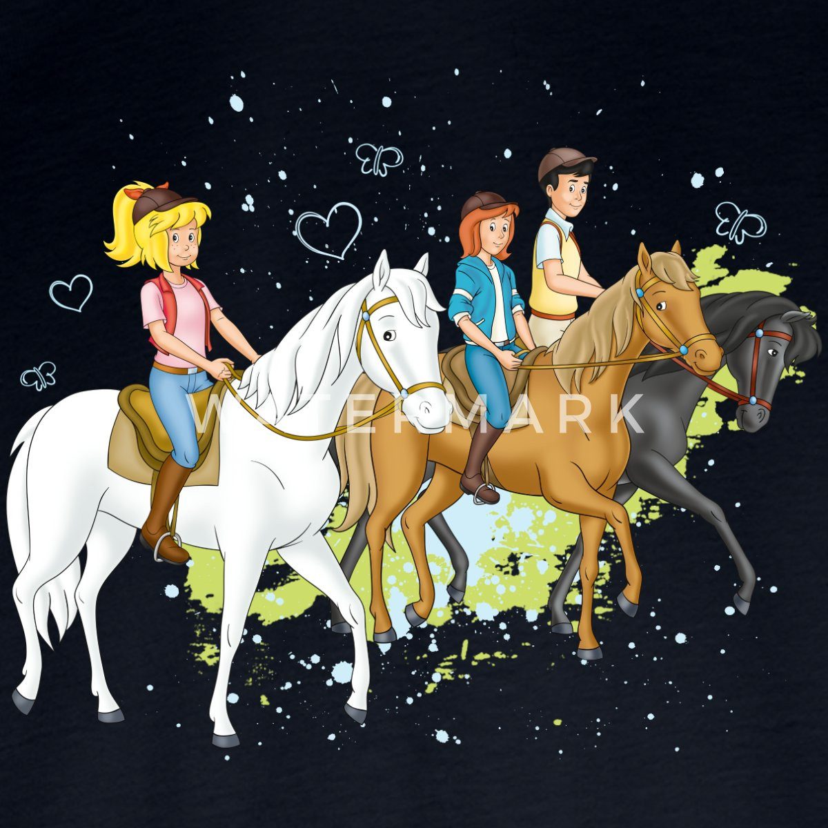 Spreadshirt T-Shirt Bibi Und Tina Ausritt Mit Alexander Falkenstein Kinder Premium Langarm (1-tlg)