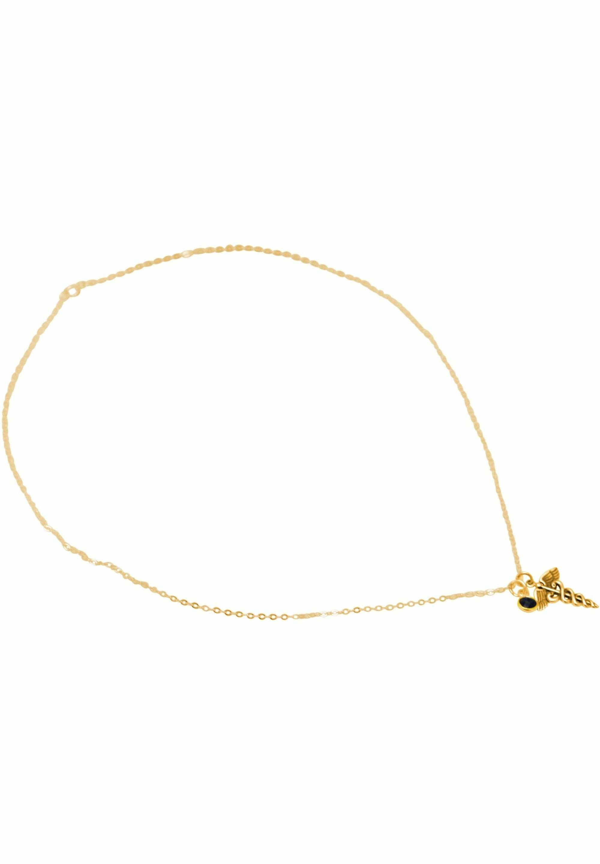Caduceus Hermesstab, Kette Saphir coloured mit gold Anhänger - Äskulapstab Gemshine
