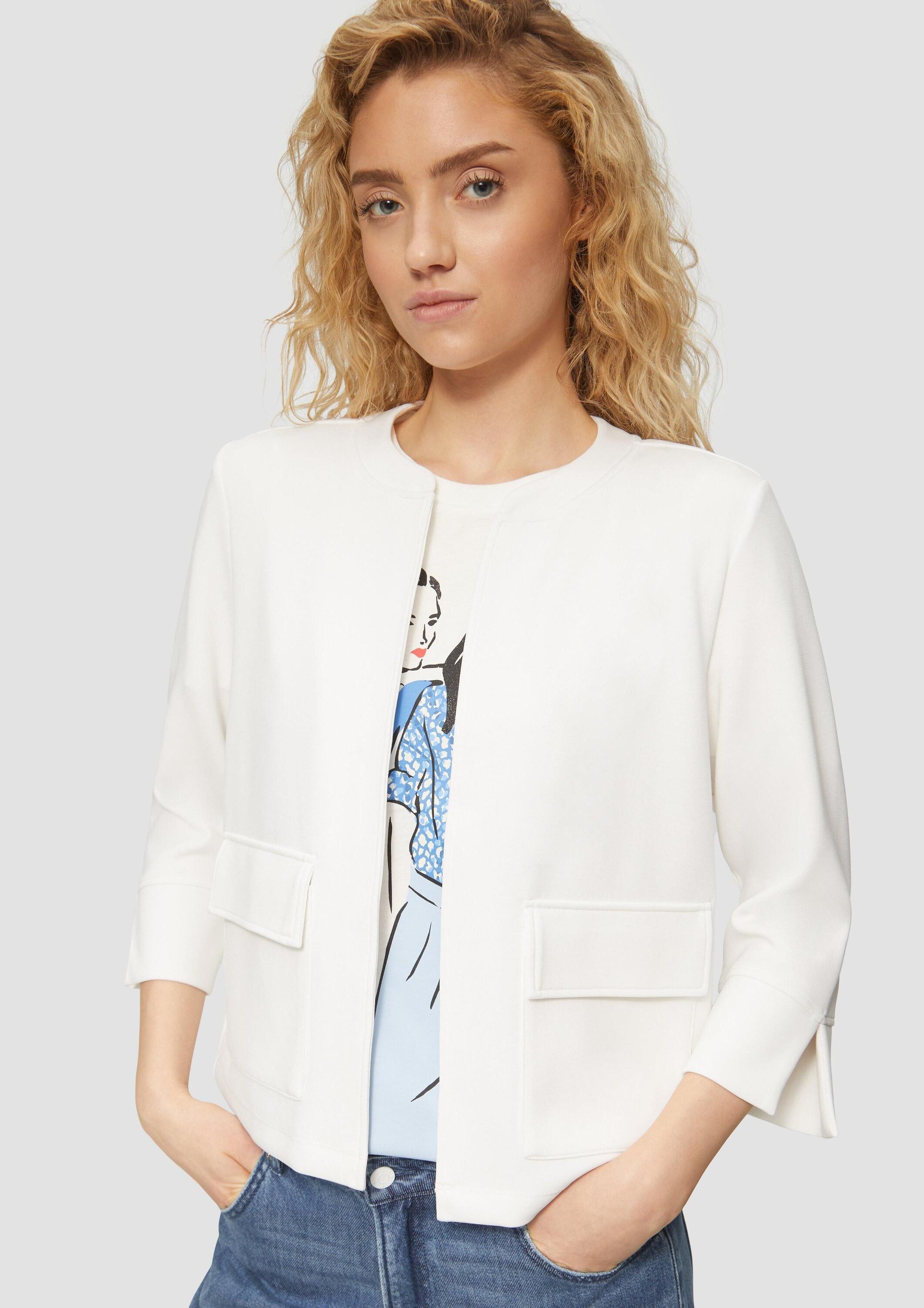 s.Oliver Sweatjacke Sweatshirt Jacke Scuba-Sweatjacke mit Faltendetail