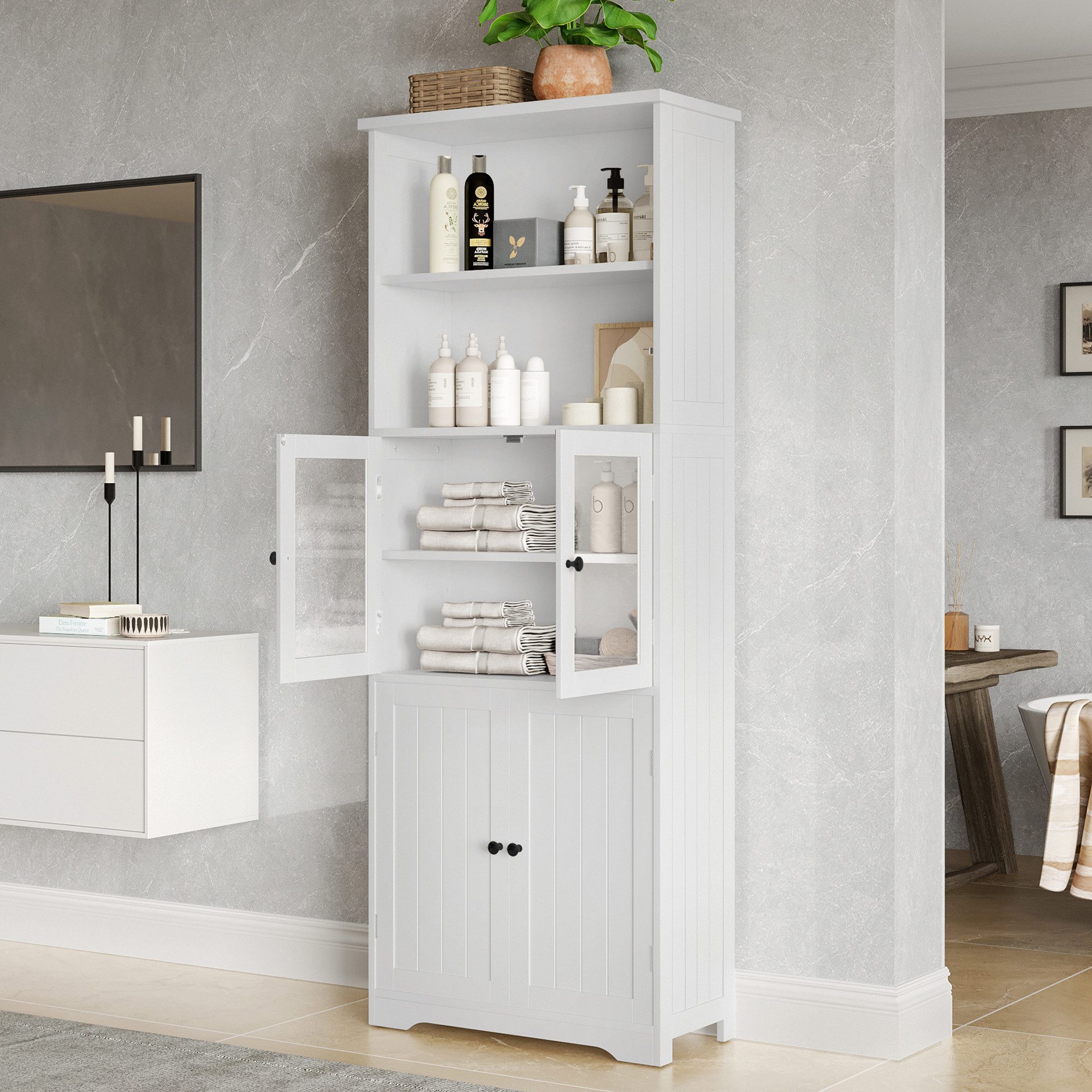 TavilaEcon Hochschrank Badezimmerschrank mit feuchtigkeitsbeständiger Lacki günstig online kaufen