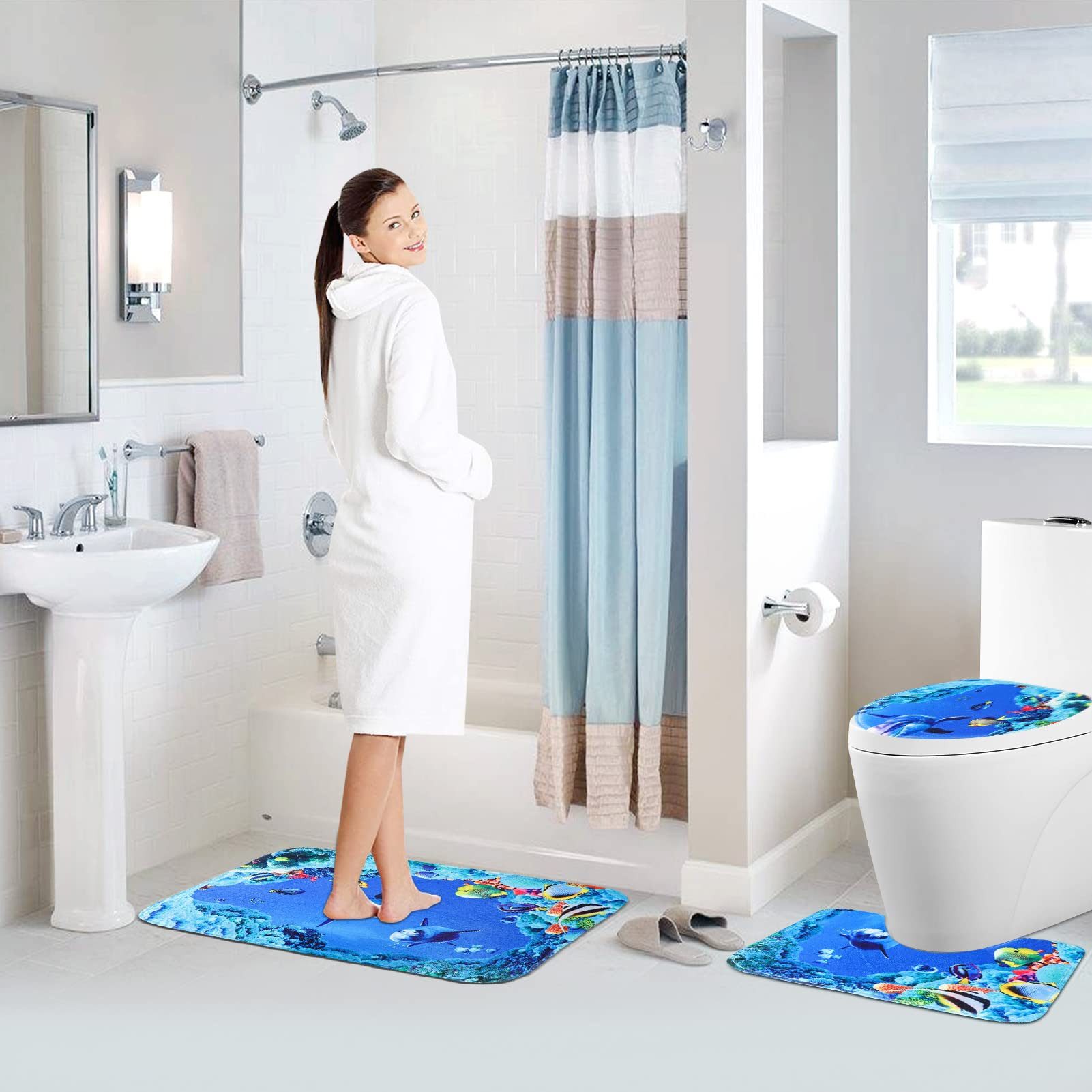 Youyijia Duschmatte Rutschfeste Badematten mit Ozeanmuster, weich & schnell günstig online kaufen