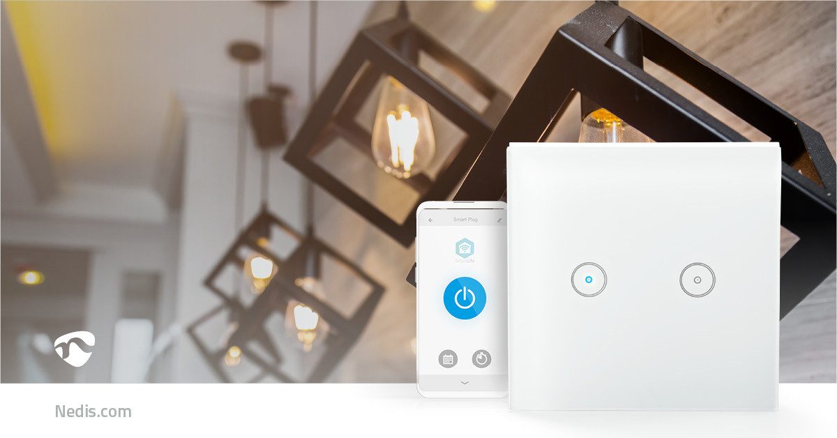 Nedis WIFIWS20WT Smarter Lichtschalter, smart schalter, app und sprachsteuerung, szenen, ohne hub