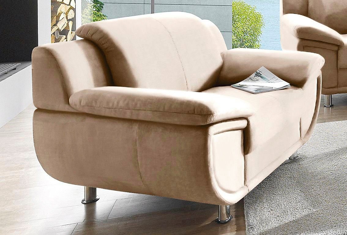 TRENDMANUFAKTUR Sessel Rondo, Breite 121 cm, breite Armlehnen, Füße chromfa günstig online kaufen
