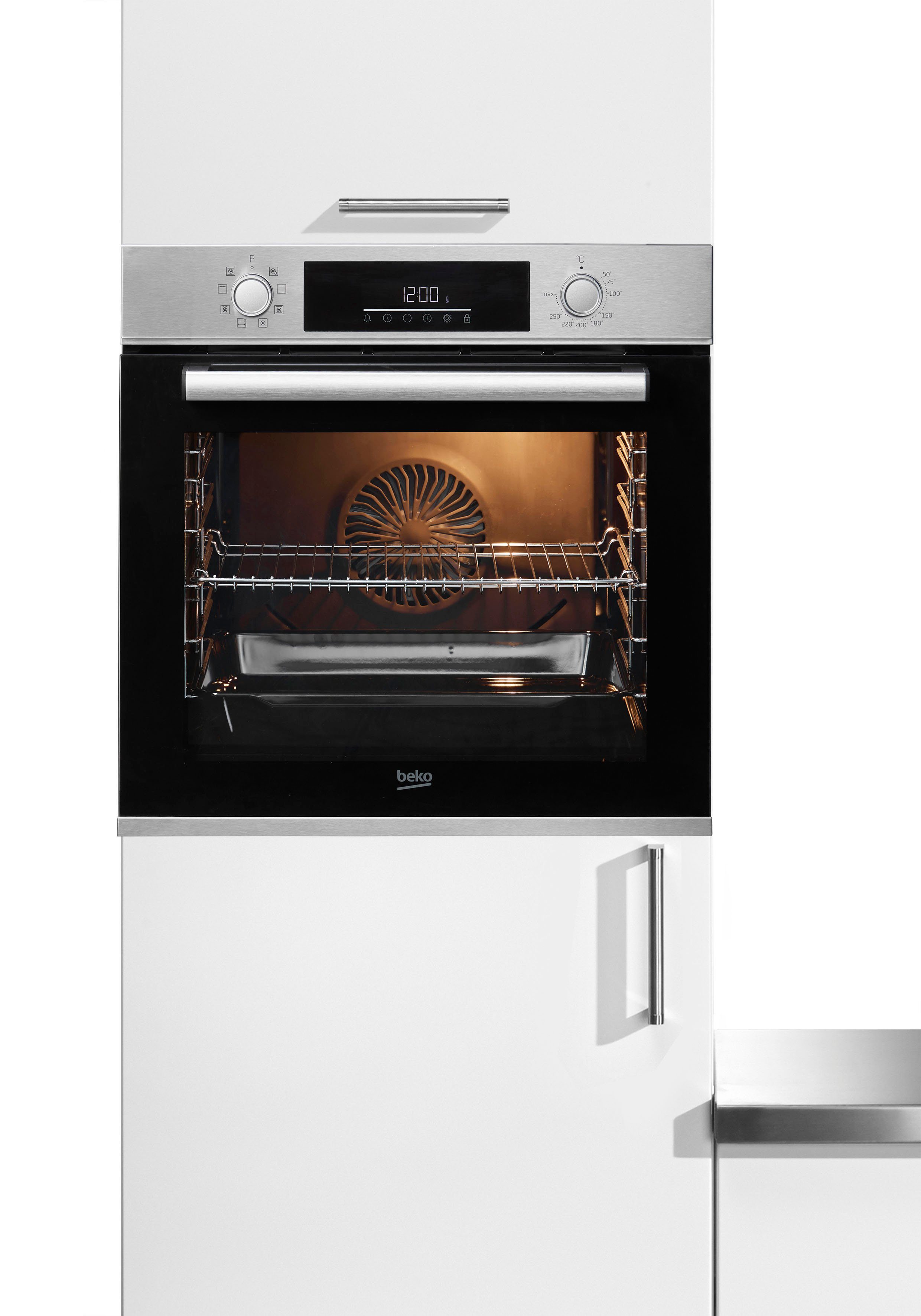 BEKO Einbaubackofen BBIM12300X, mit Teleskopauszug nachrüstbar, SteamShine® – Die Dampfreinigung des Backofens