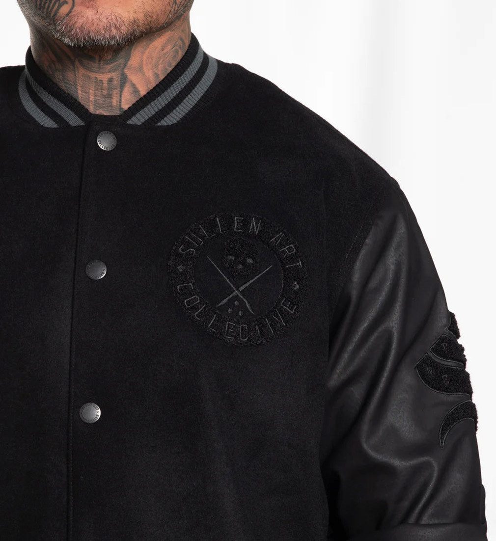 Sullen Clothing Collegejacke Varsity Jacket Schwarz Baseball Jacke Übergangsjacke – Bild 3 von 5