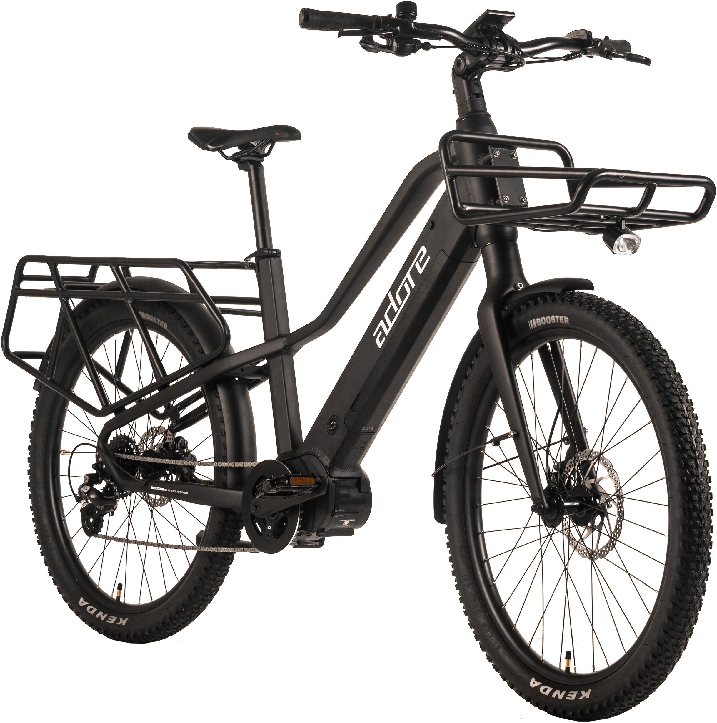 Adore E-Bike Lastenrad 28" Alu Urban E-Bike CX-501 Mittelmotor 85NM / 15Ah Schwarz matt, 8 Gang Shimano Altus Schaltwerk, Kettenschaltung, Mittelmotor, 540 Wh, Pedelec, Elektrofahrrad für Damen und Herren