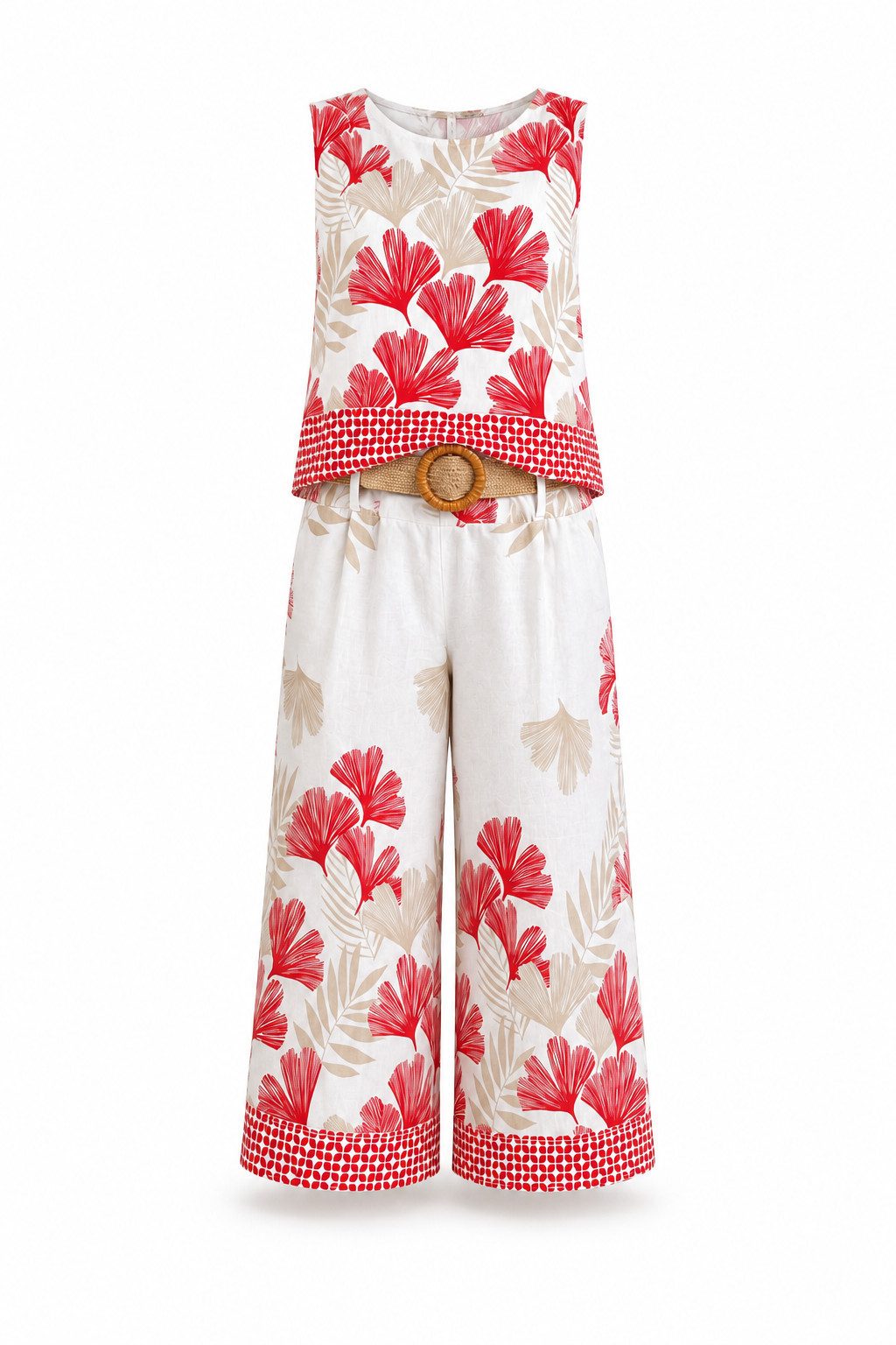 ITALY VIBES Hosenanzug - Zweiteiler für Damen - Set aus Culotte Hose und passendem Shirt ONE SIZE / passend für Größen M bis XL