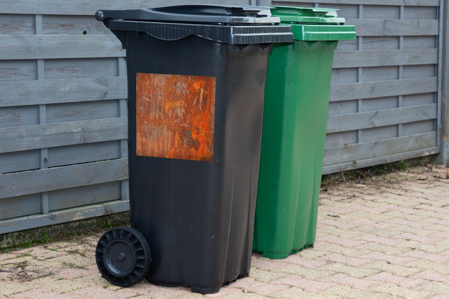 MuchoWow Wandsticker Rost - Industriell - (1 Mülltonne, Stahl Sticker, Mülleimer-aufkleber, Container, St), Abfalbehälter