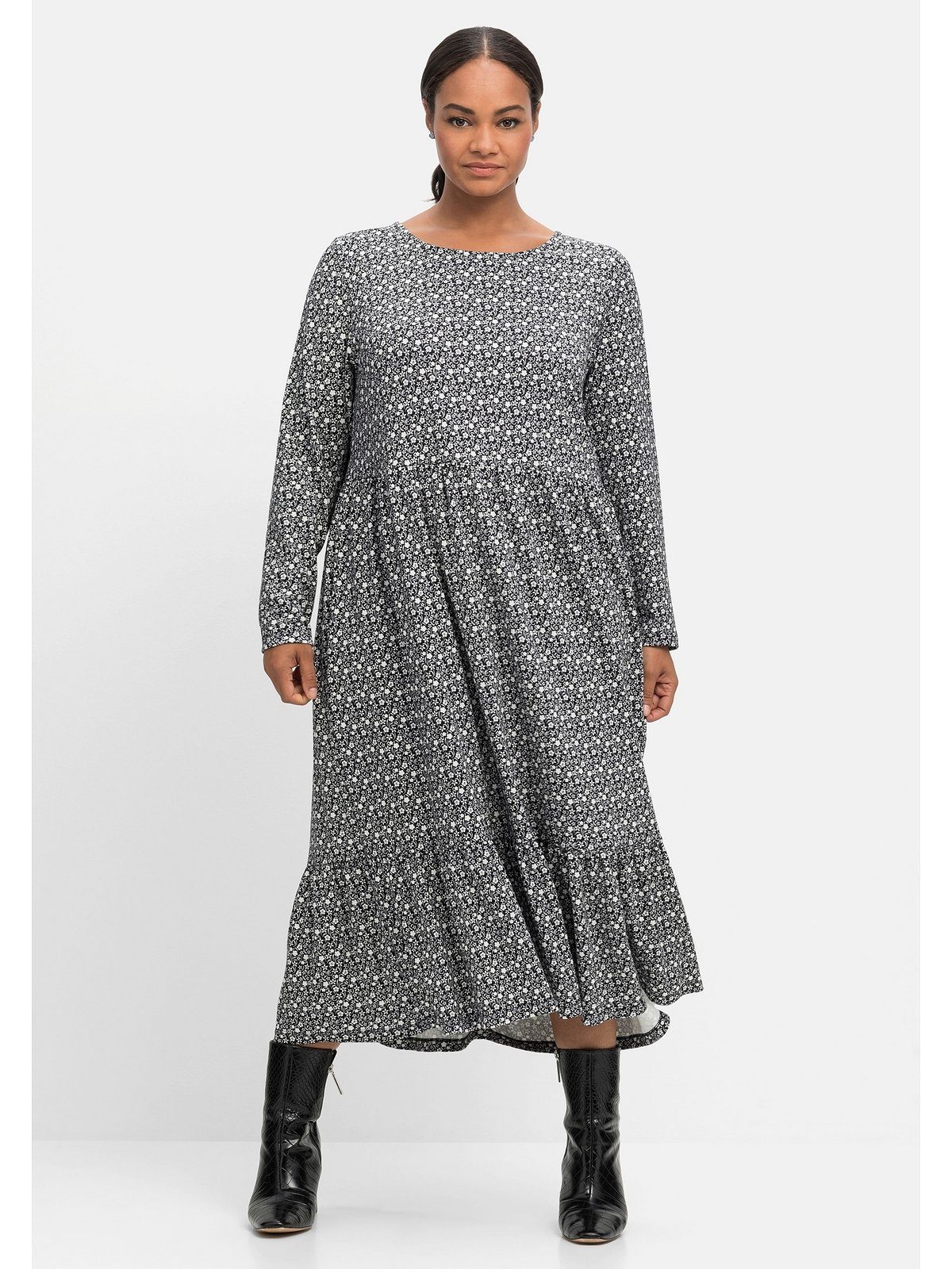 Sheego mit legere Blumendruck, Große Shirtkleid Form Größen