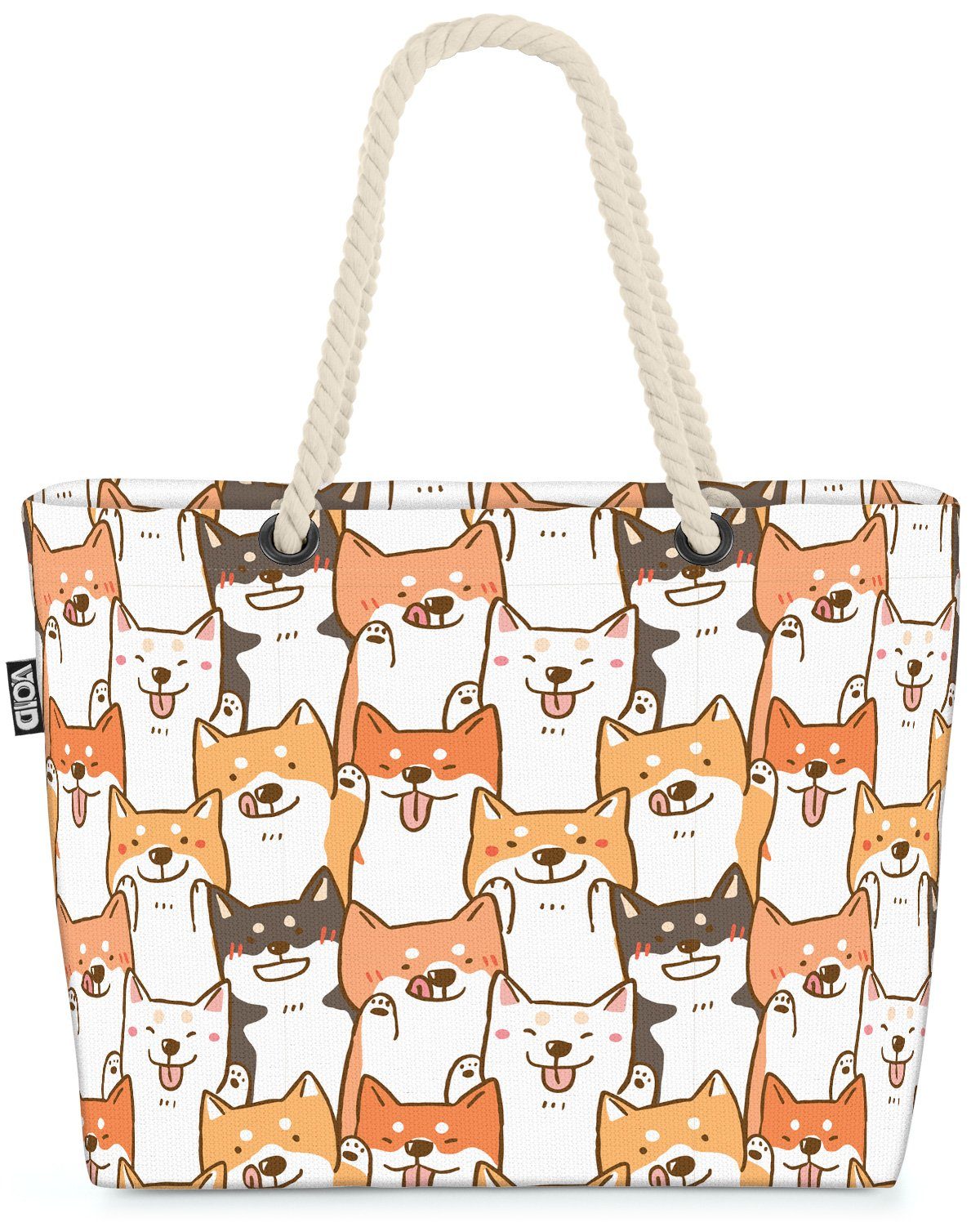 VOID Strandtasche (1-tlg), Shiba Inu Hund Cartoon Hunde Welpen Haustier Tier Gassi gehen züchten