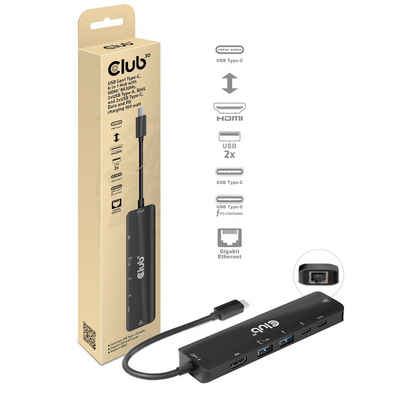 CLUB3D USB-Verteiler CLUB3D USB-6-in1-HUB USB-C > HDMI/2xUSB/2xUSB-C/RJ45 100W retail
