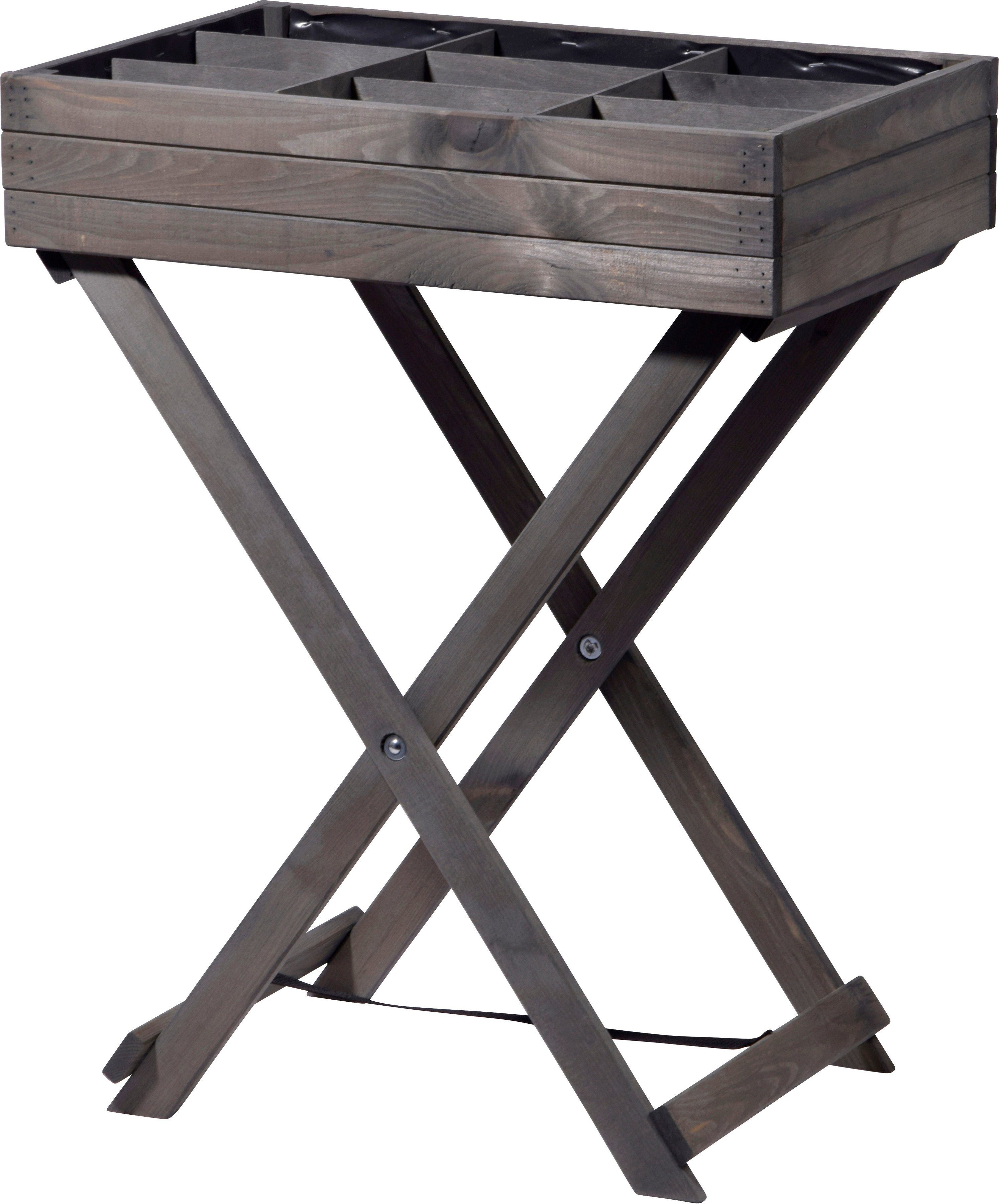 dobar Anzuchttopf, klappbarer Kräutertisch, Kiefer, grau