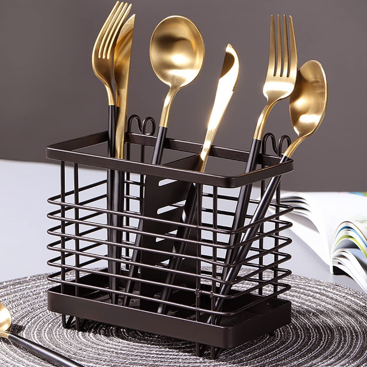 Rhein Beleuchtung Besteckhalter Besteck-Organizer mit 2 Fächern, küchenuten günstig online kaufen