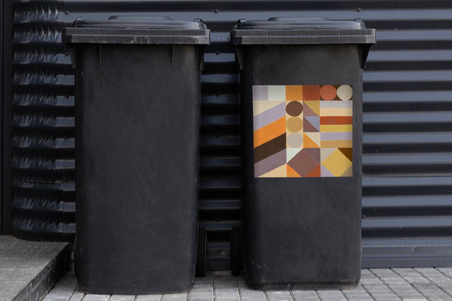 - Mülleimer-aufkleber, MuchoWow Geometrie St), Formen Pastell Abfalbehälter Wandsticker - - Container, Mülltonne, Farben Sticker, (1