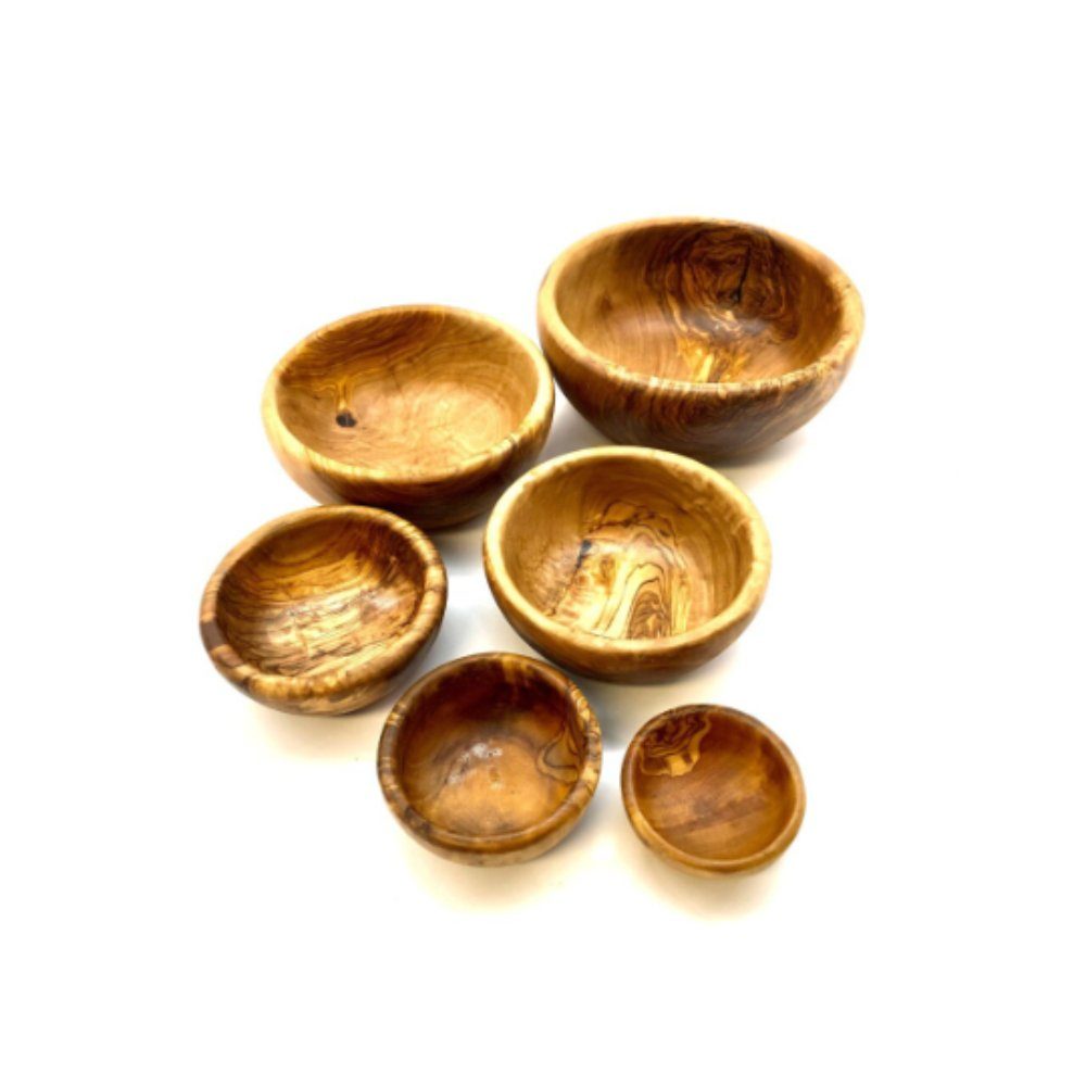 Olivenholz-erleben Schale 6er Set Schälchen ineinander stapelbar aus Olivenholz, Olivenholz, (Set, 6-tlg), 6 unterschiedliche Größen, geschmacksneutral, natürlich antibakteriell