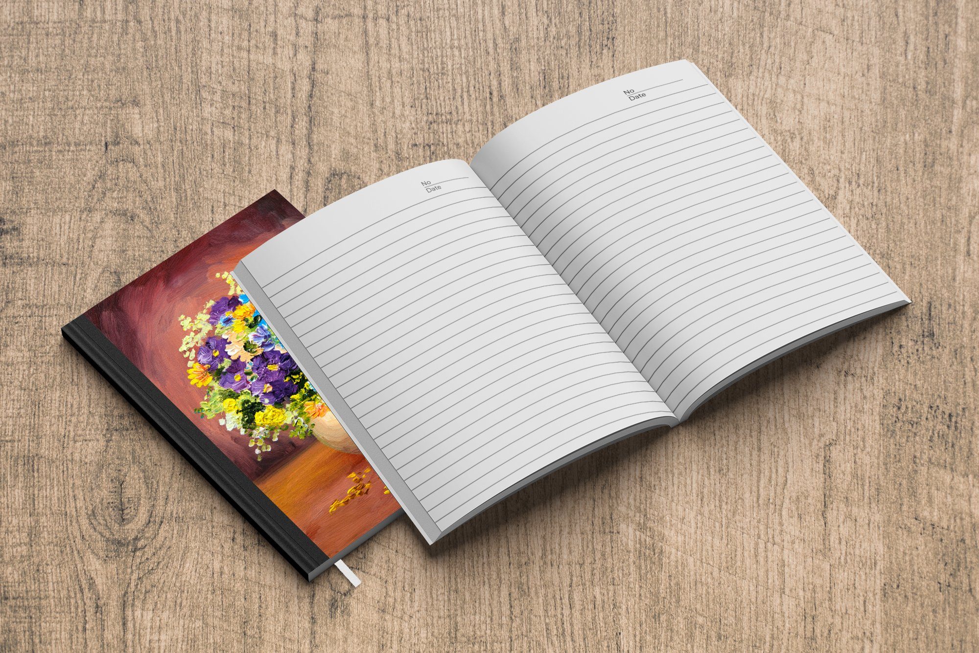 MuchoWow Notizbuch 98 - A5, - Ölfarbe, Tagebuch, Seiten, Merkzettel, Blumenstrauß Notizheft, Haushaltsbuch Frühling Journal