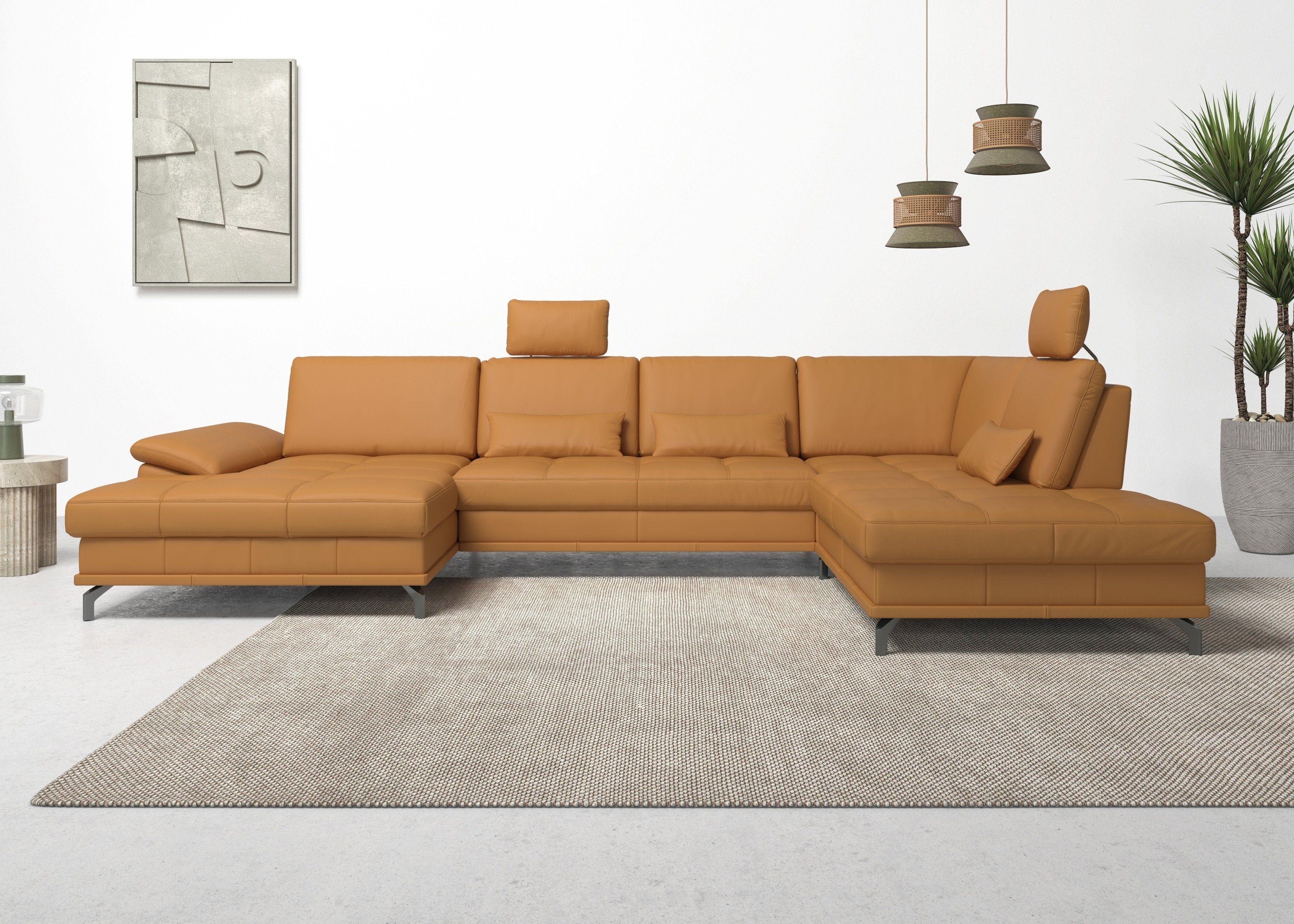 OTTO home Wohnlandschaft Costello U-Form, B: 363 cm mit Sitztiefen-, Armteilverstellung &, 3 Nierenkissen, optional Bettfunktion & Bettkasten