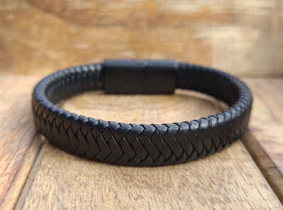 NAHLE Lederarmband geflochtenes Echtleder Armband (inkl. Schmuckbox), aus Leder, mit Magnetverschluss für ein sicheres verschließen