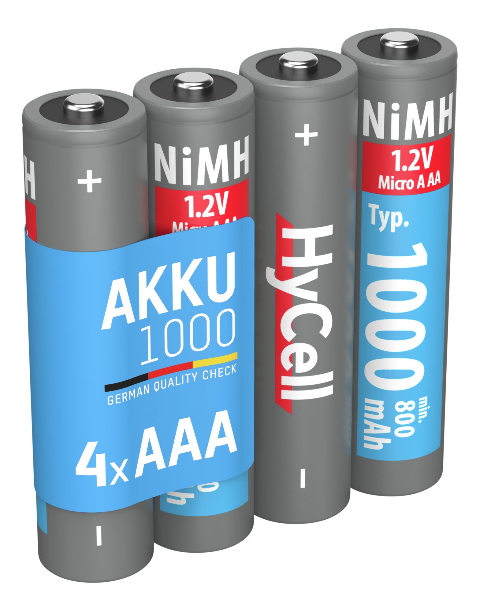 HyCell Piles rechargeables NiMH Micro AAA 1000 mAh 1,2V (lot de 4) Akku