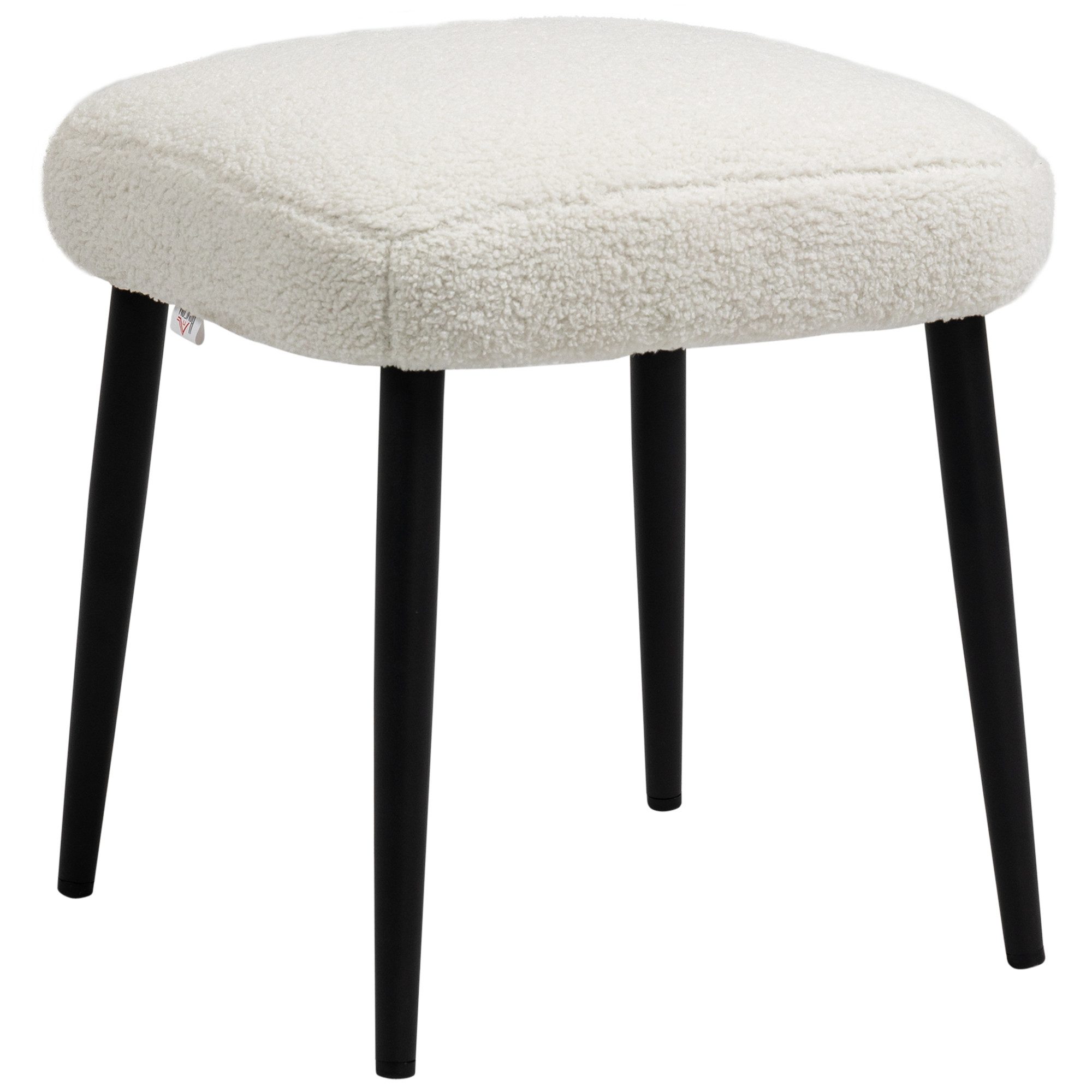 HOMCOM Fußhocker Hocker mit weichem Sitzkissen, Stahlbeinen, Polsterhocker Ottoman (Sitzhocker Quadratischer, 1 St., Schminkhocker), Cremeweiß 42 x 42 x 44 cm – Bild 2 von 5