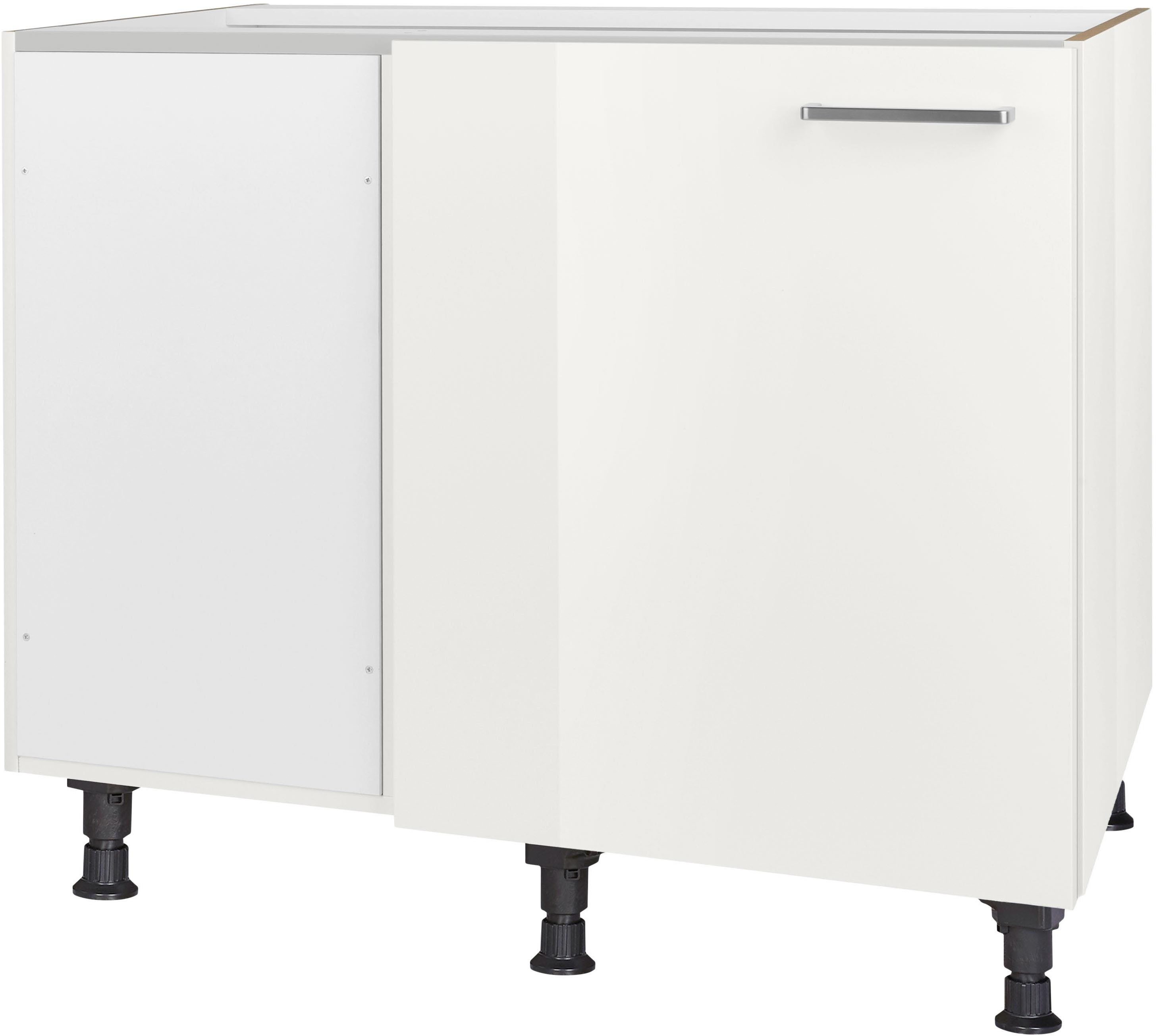 nobilia® Eckunterschrank "Flash", vormontiert mit höhenverstellbaren Sockelfüßen, Breite 100 cm