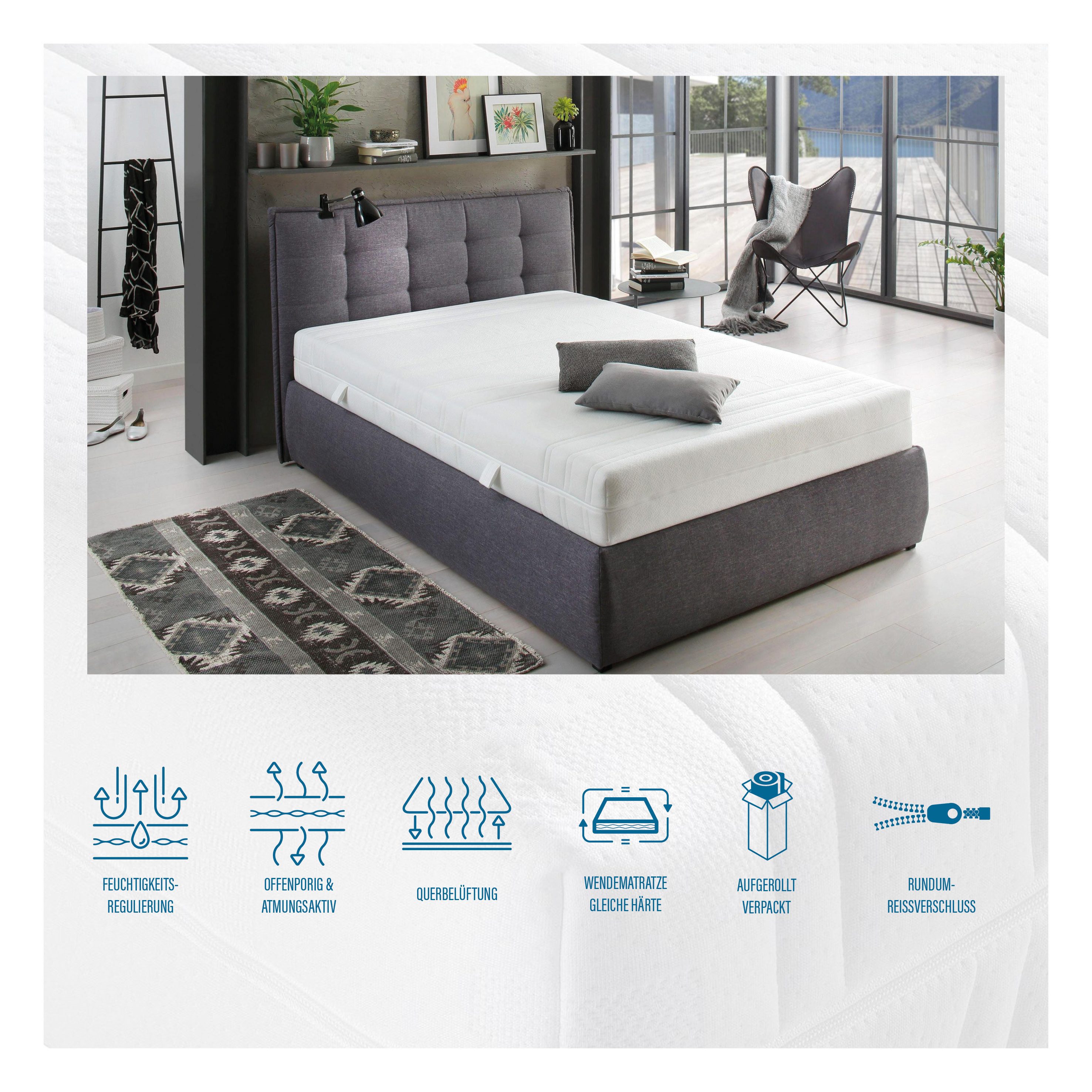 Taschenfederkernmatratze BodyMax, Beco, 22 cm hoch, komfortable Matratze in 90x200, 140x200 cm und weiteren Größen