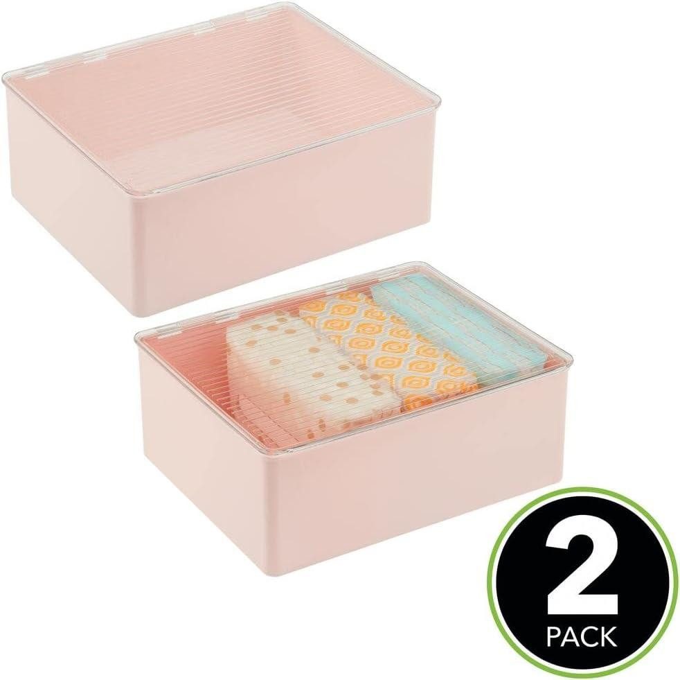 mDesign Badaccessoire-Set Kunststoffbox mit Deckel klappbar Organizer stapelbar 2er Set mDesig