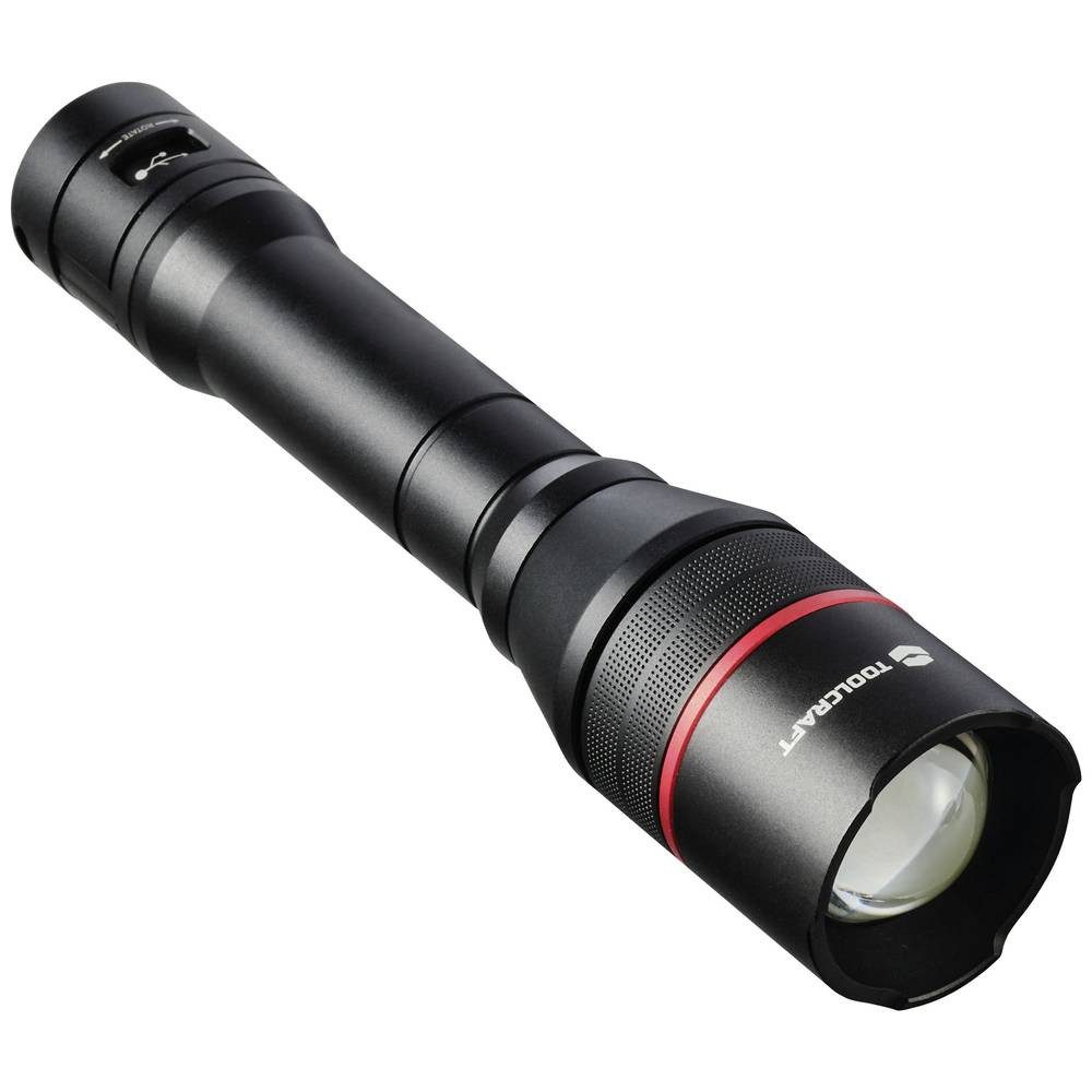 TOOLCRAFT Taschenlampe Taschenlampe, akkubetrieben TO-8702946, verstellbar, mit USB-Schnittstelle, mit Stroboskopmodus