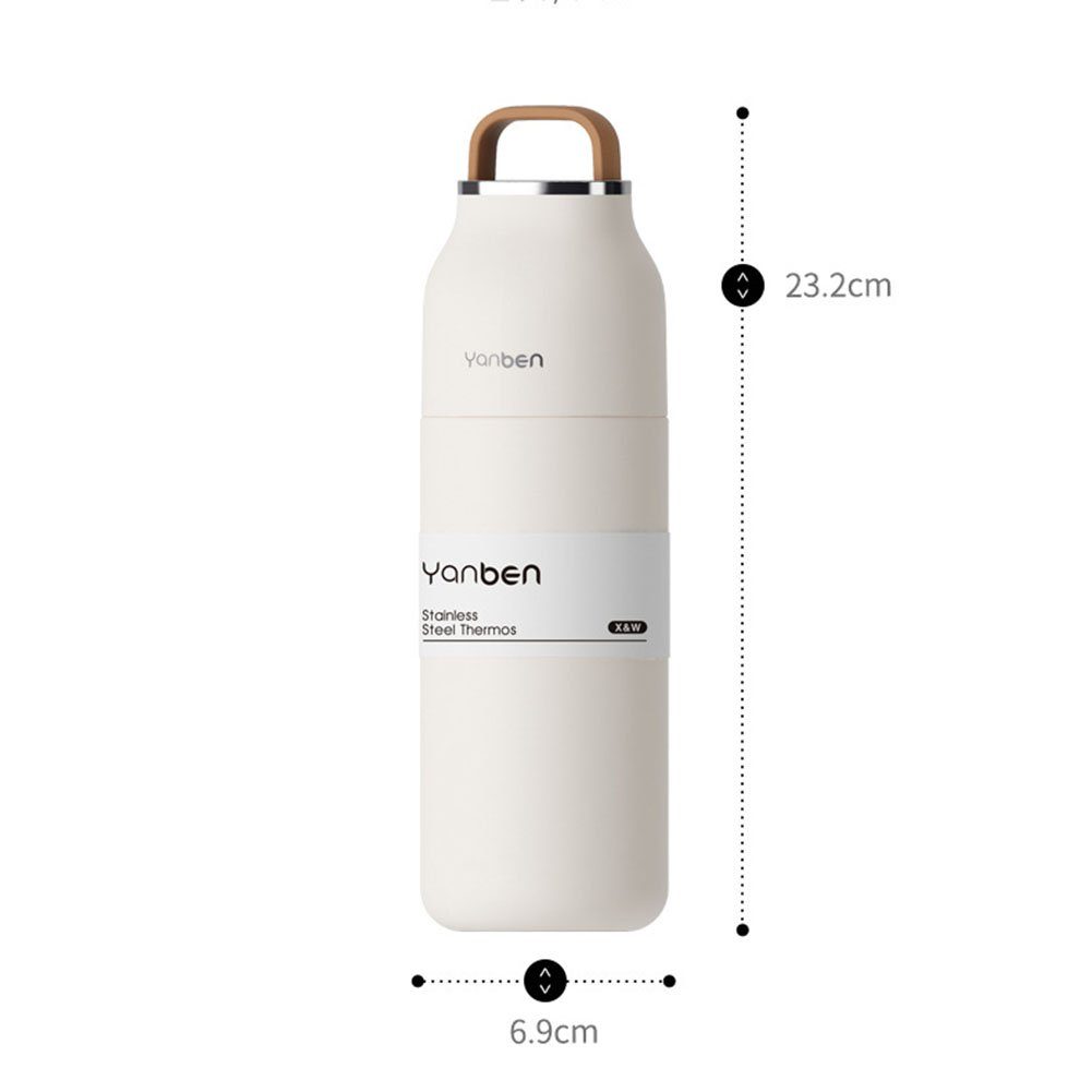 ErbseT Isolierflasche Trinkflasche - Auslaufsicher Edelstahl 350ml, Thermoskanne Weiß