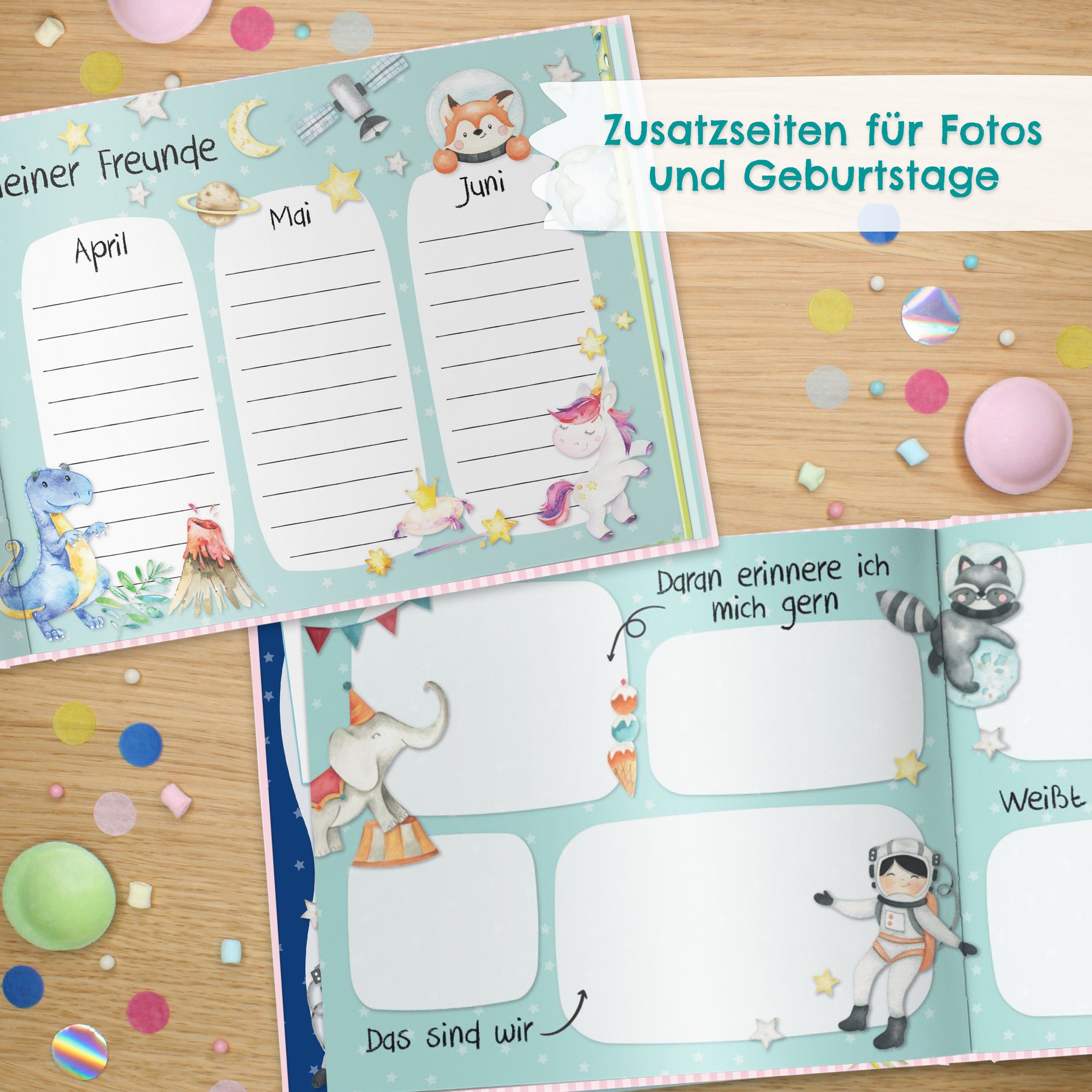 Tagebuch - Freundebuch für Kinder Schulfreunde Grün PAPIERDRACHEN