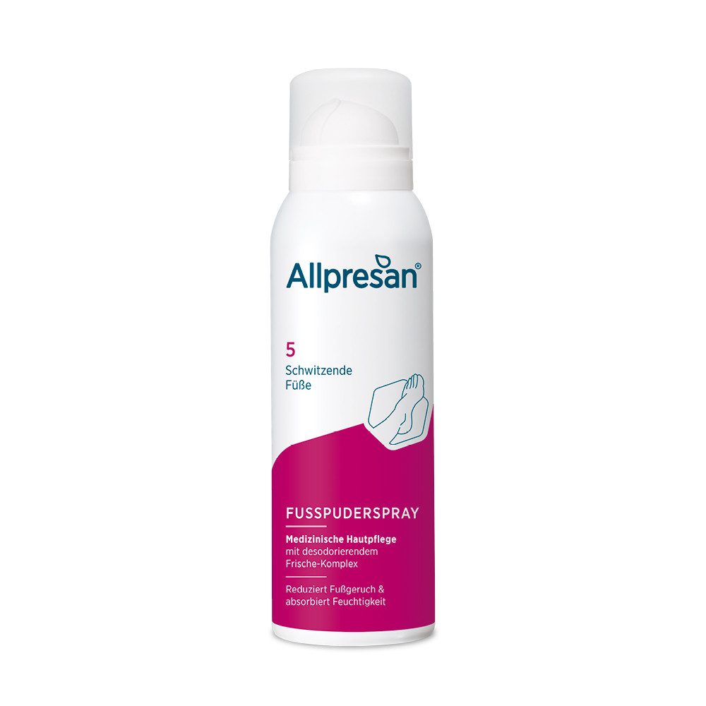 Allpresan Deo-Körperpuder Allpresan Fuß spezial 5 Fußpuder-Spray 125ml, Ohne Aluminiumsalze & Konservierungsstoffe, 1-tlg., Für angenehmen Duft und ein trockenes Gefühl an den Füßen