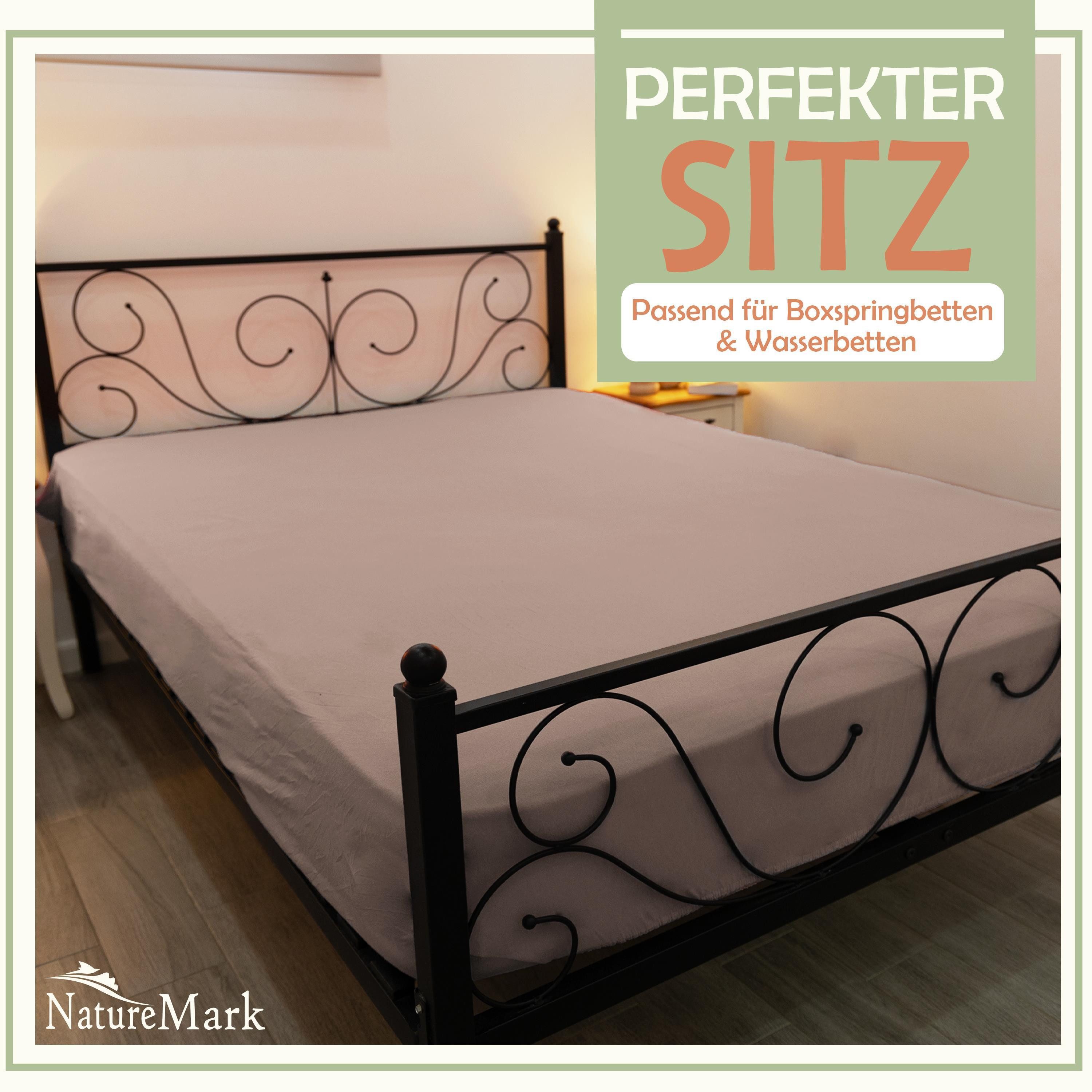 NatureMark Spannbettlaken Gebürstete Mikrofaser, Polyester, Gummizug: rundum, viele Größen und Farben Markenware (90x200 cm, Sand)