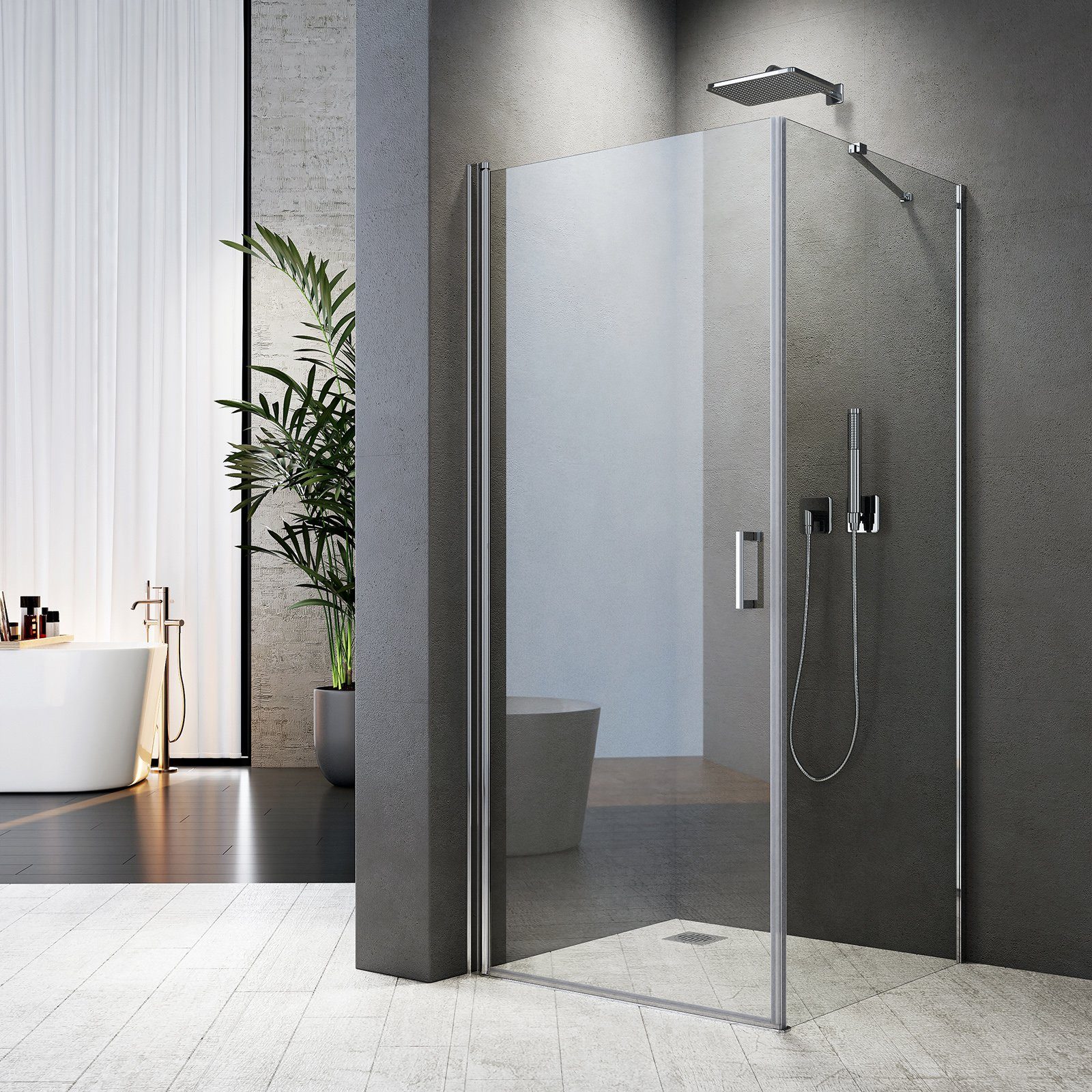 Boromal Eckdusche Duschkabine mit Seitenteil H:185/195cm, günstig online kaufen