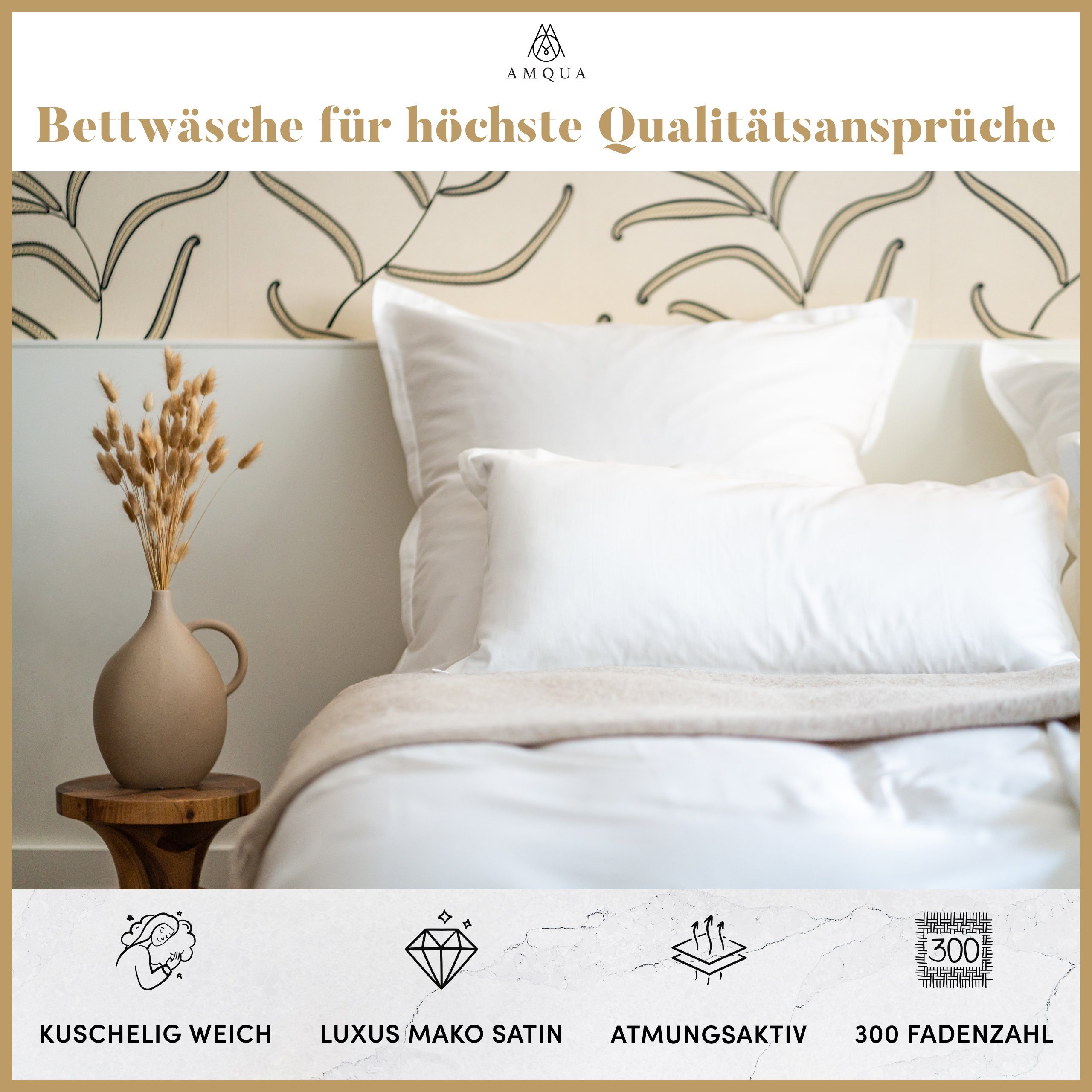 Amqua Kissenbezüge Mako Satin 2er Set Kissenbezug mit Reißverschluss, Premi günstig online kaufen
