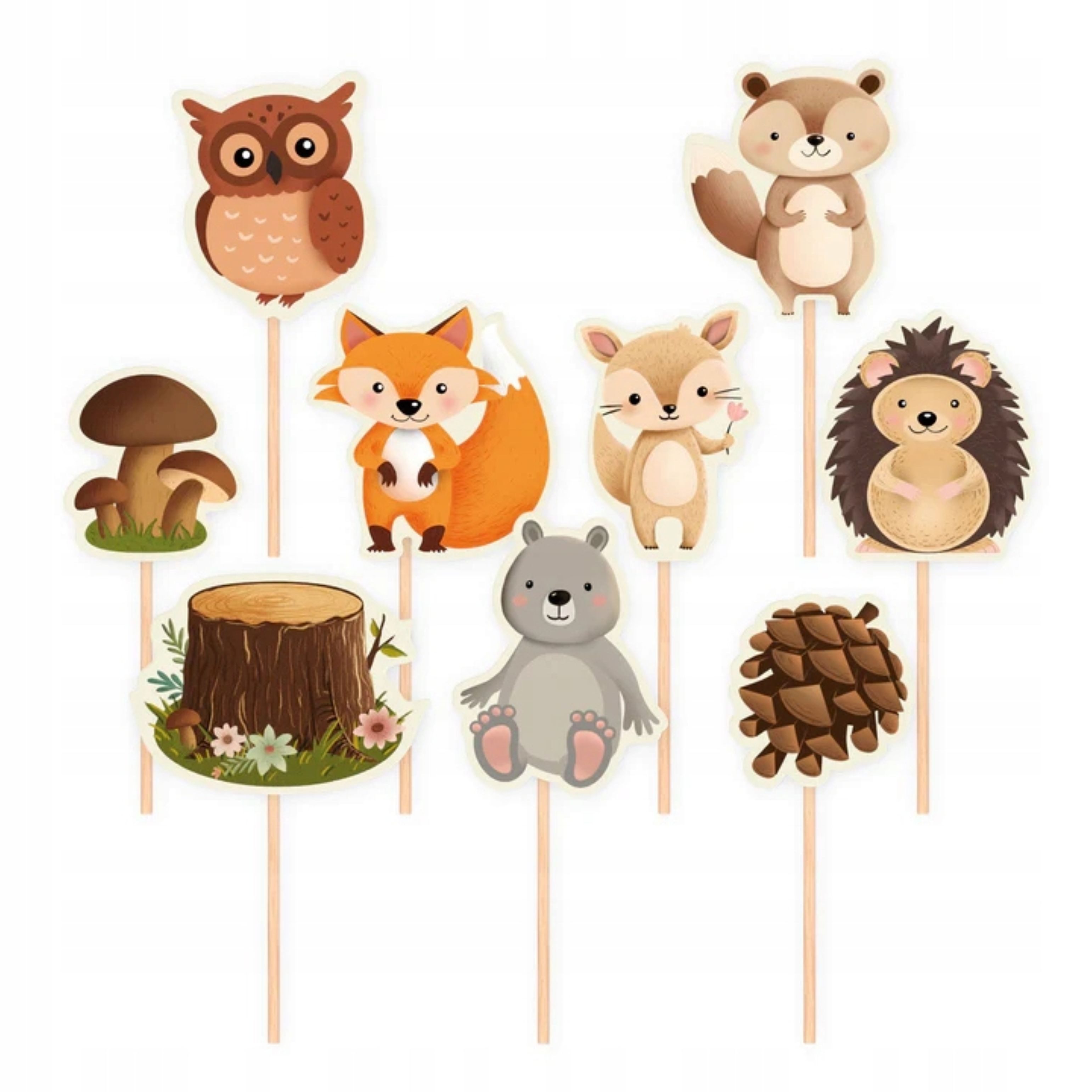 PartyPal, Topper Waldkuchen- und Cupcake-Topper - 9 Stück. Perfekt für Geburtstage, Papier