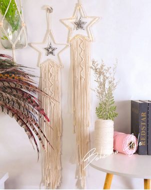 H-basics Wanddekoobjekt Boho Wanddeko boho wall hanging Makramee Wandbehang Böhmischer Wandteppich - Design: Stern mit Seilen 20*45cm