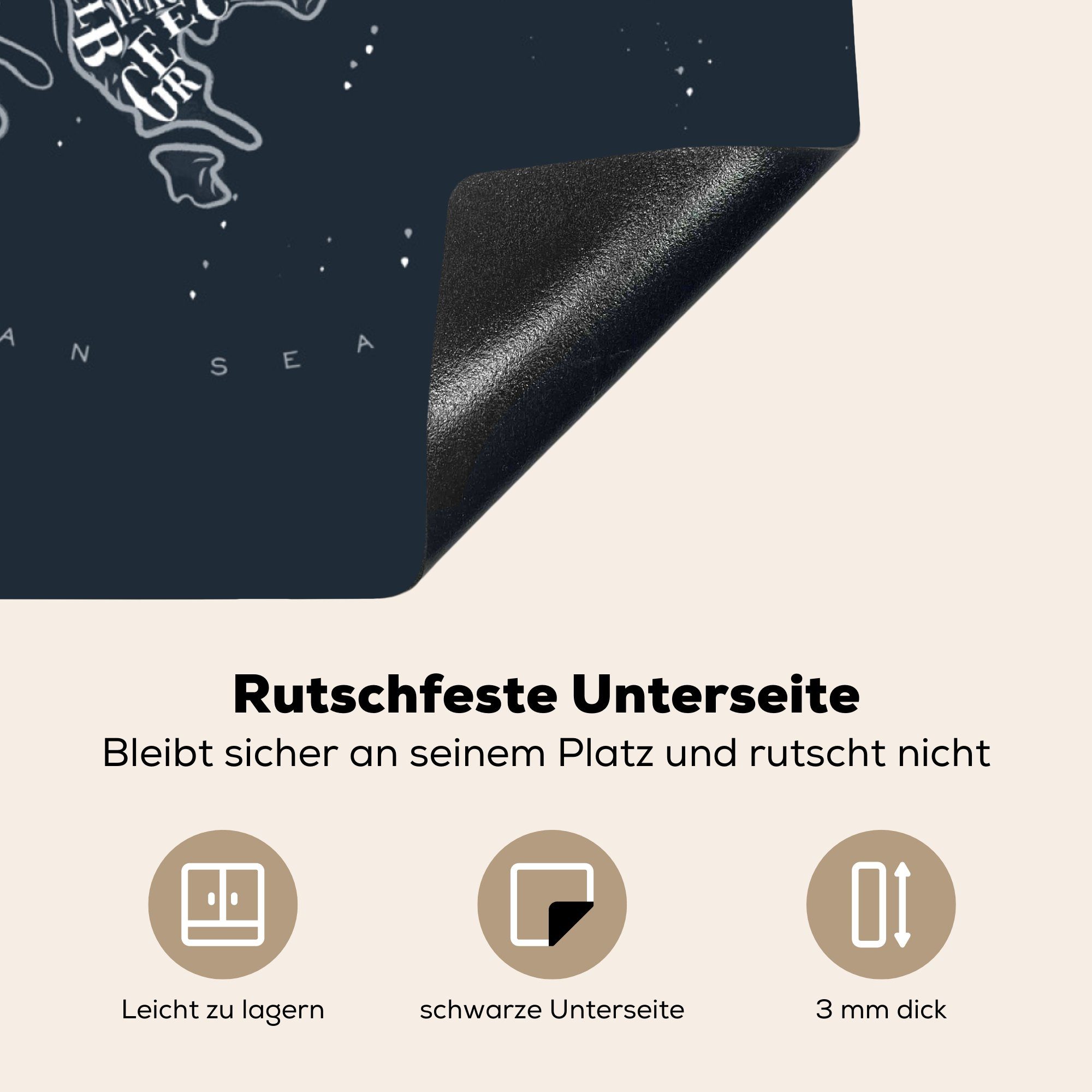 MuchoWow Herdblende-/Abdeckplatte Karte - tlg), Ceranfeldabdeckung, für Vinyl, Europa - cm, 78x78 Kreidetafel, küche Arbeitsplatte (1