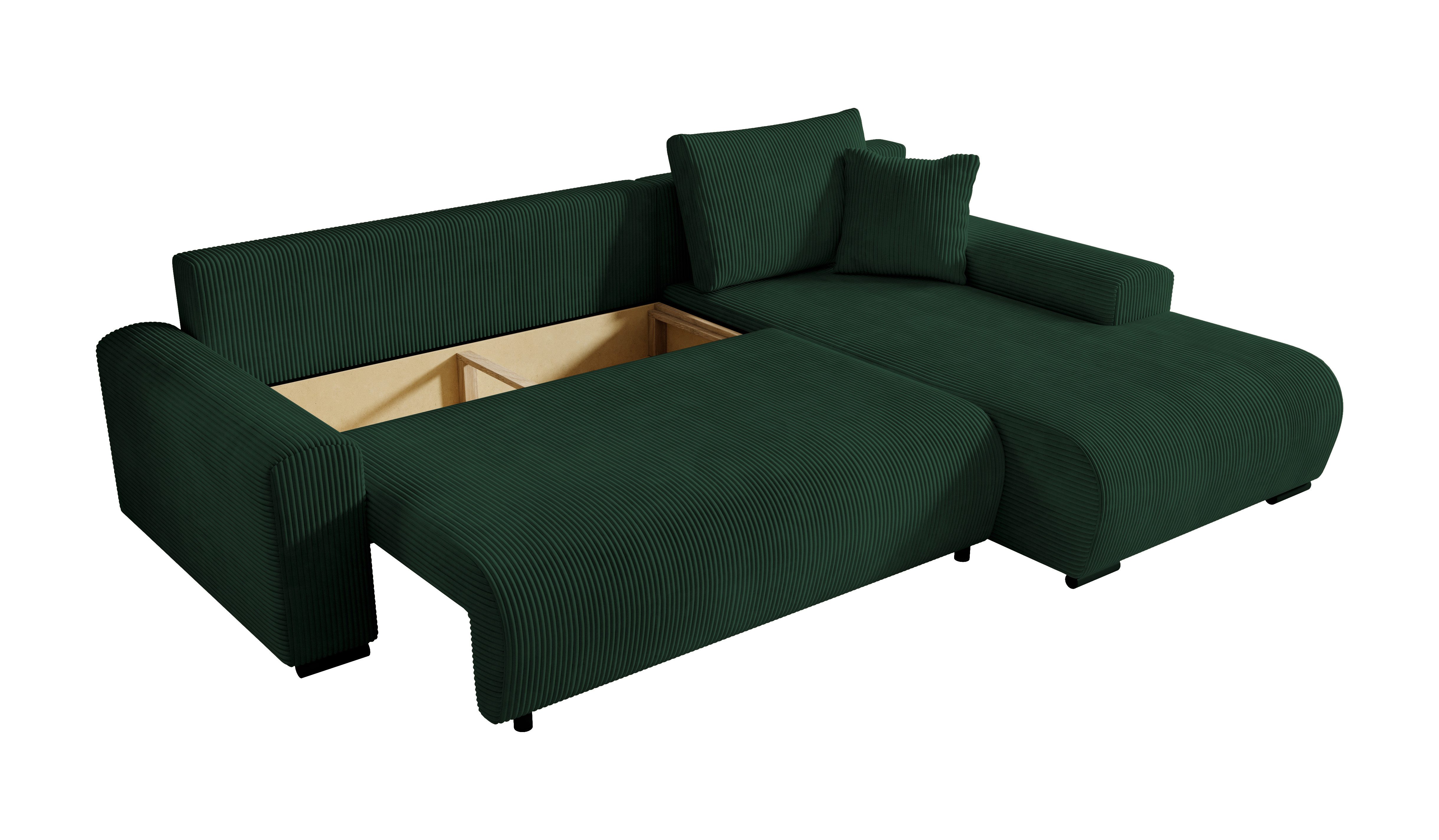 storez24 Ecksofa Ellen, mit Bettkasten und Schlaffunktion, Cordstoff, L-Form, bequem