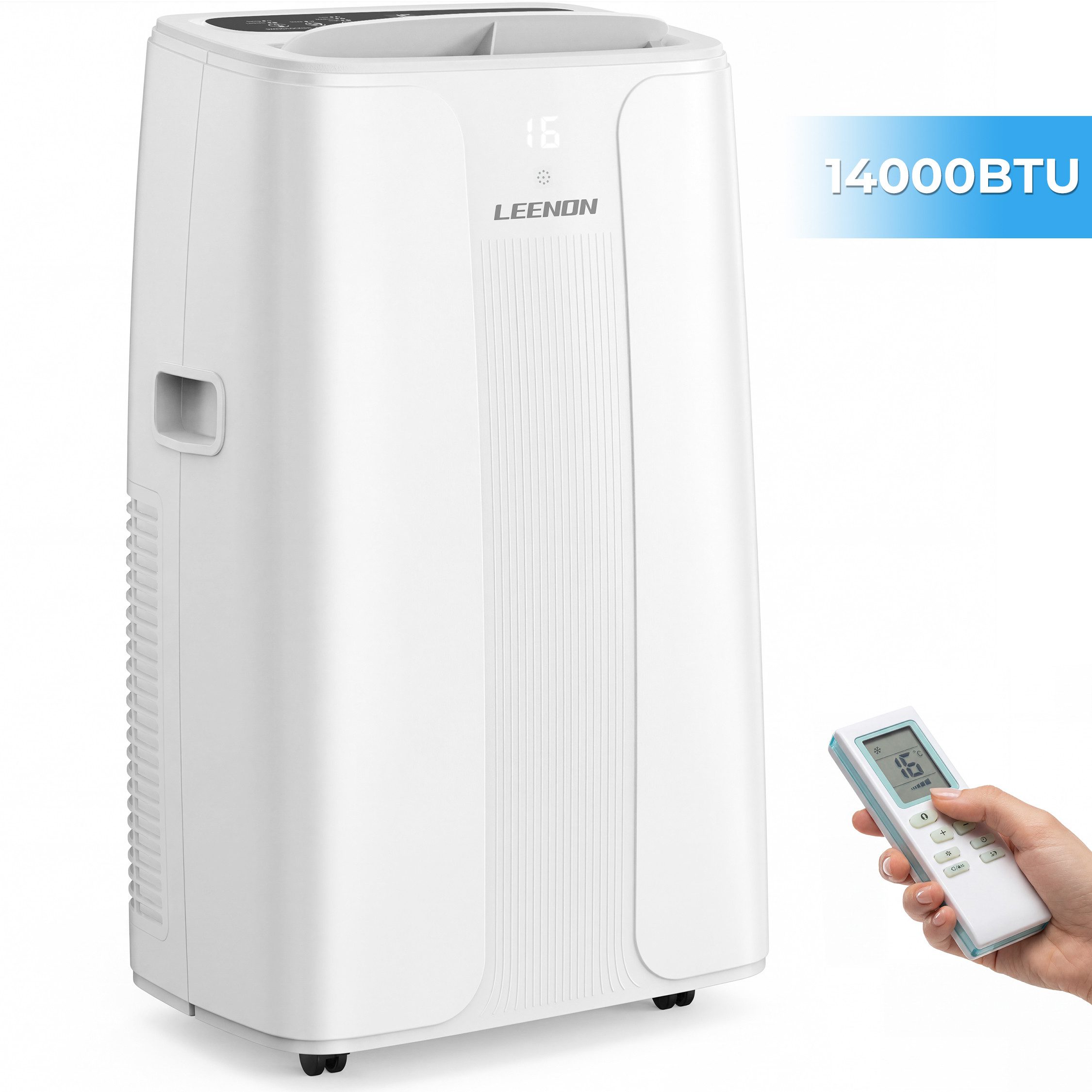 LEENON 4-in-1-Klimagerät Mobiles klimaanlage,9000 /14000BTU, Kühlgeräte mit Abluftschlauch, Leise Klimaanlage mit Fernbedienung,Timer,für Zimmer & Räume bis 50 m²