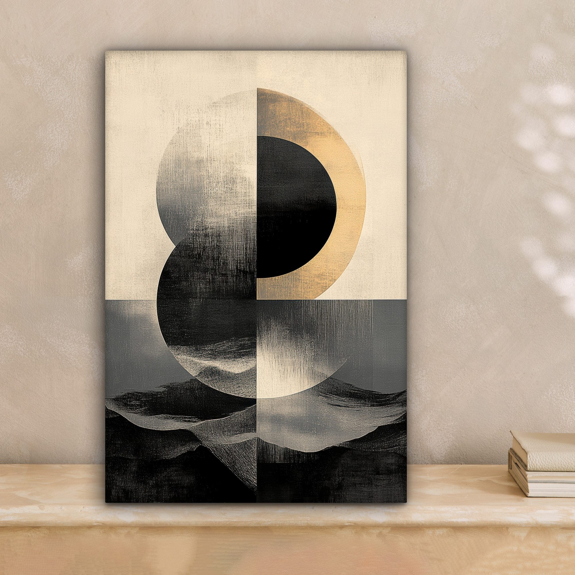 OneMillionCanvasses® Leinwandbild Kreise - Schatten - Abstrakt, Fotodruck (1 St), Leinwand Canvas Wandbild, Wanddekoration 20x30 cm