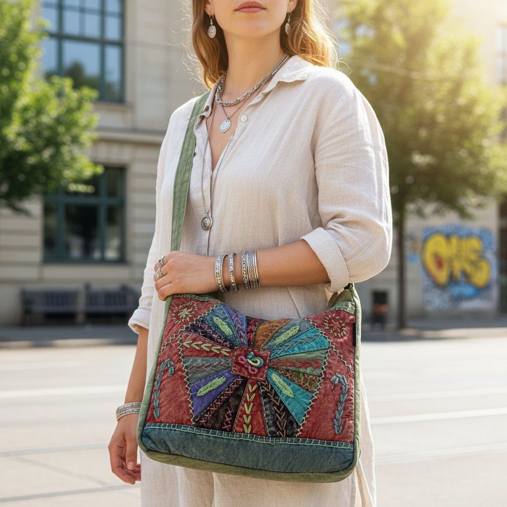 Guru-Shop Schultertasche Schultertasche, Patchwork Hippie Tasche, Goa.. günstig online kaufen