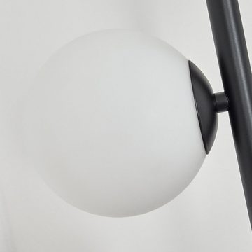 hofstein Stehlampe moderne Stehlampe aus Metall/Glas in Schwarz/Milchglas, ohne Leuchtmittel, Standleuchte, Glasschrime Ø12cm, Fußschalter, 3x G9, ohne Leuchtmittel