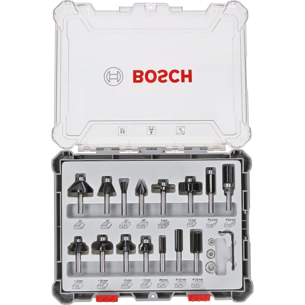 BOSCH Fräser-Set 2607017471 15 teilig - Fräser Set - schwarz, Set