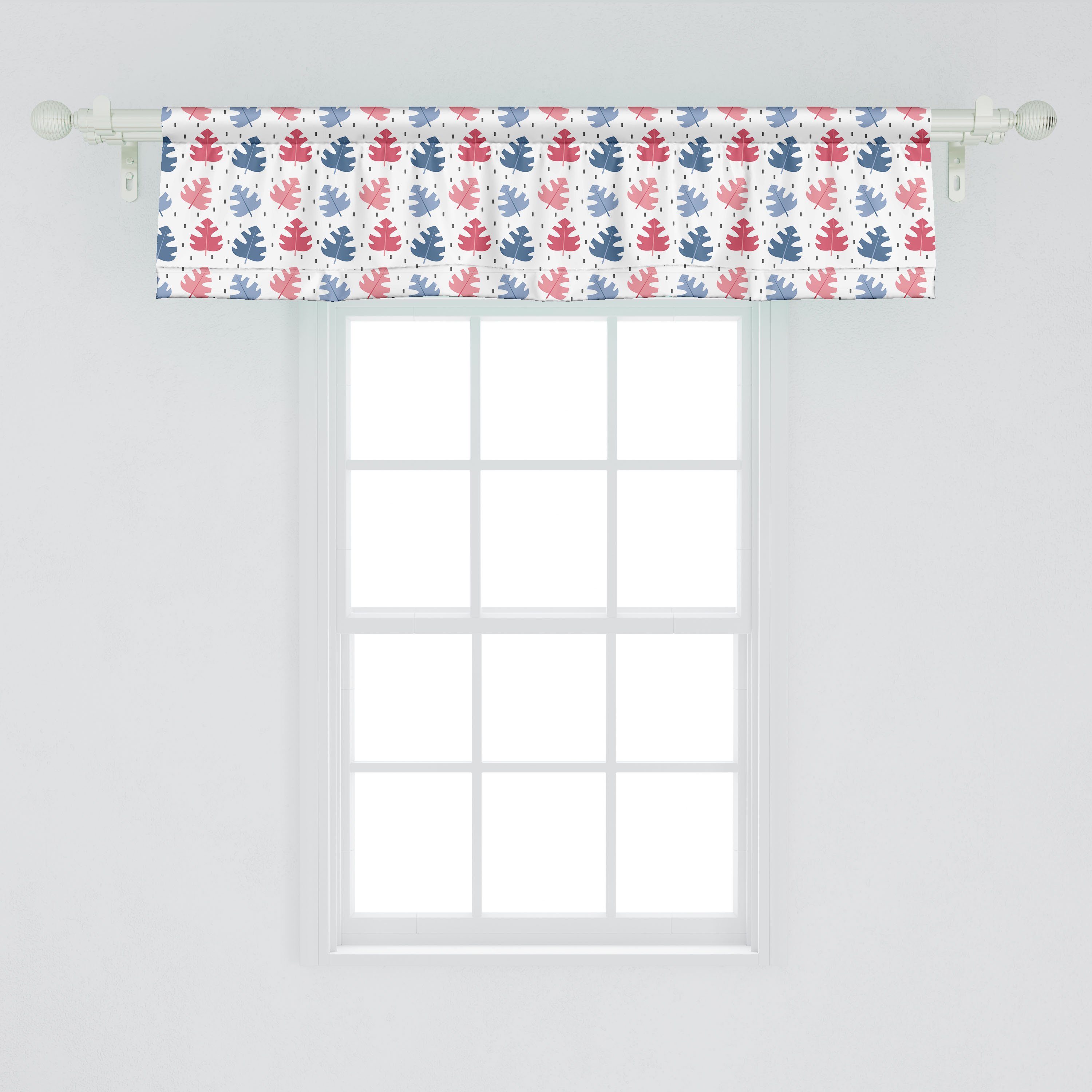 Dekor Stangentasche, mit Microfaser, für Volant Grafik Abakuhaus, Blätter Motive Herbstlaub Schlafzimmer Vorhang Küche Scheibengardine